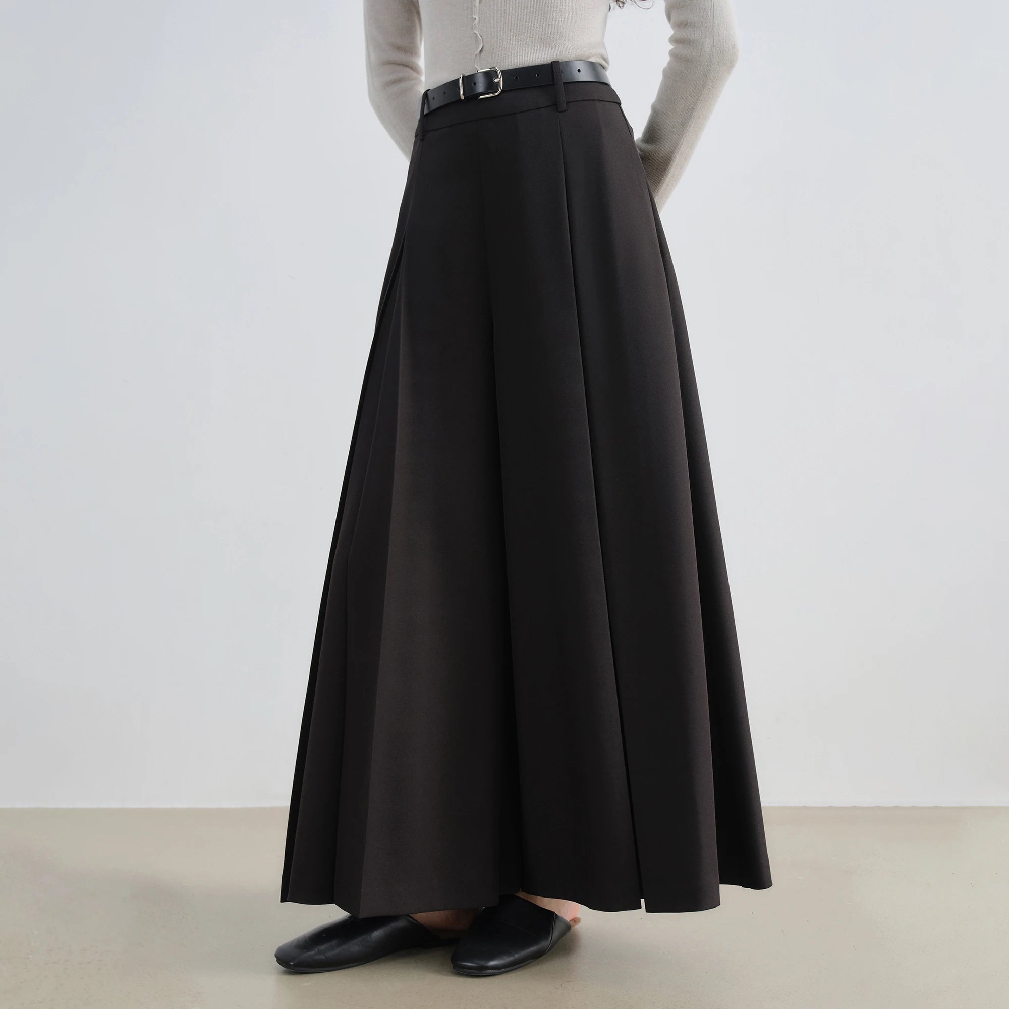 Elegant High-Waist Wide-Leg Skirt Pants