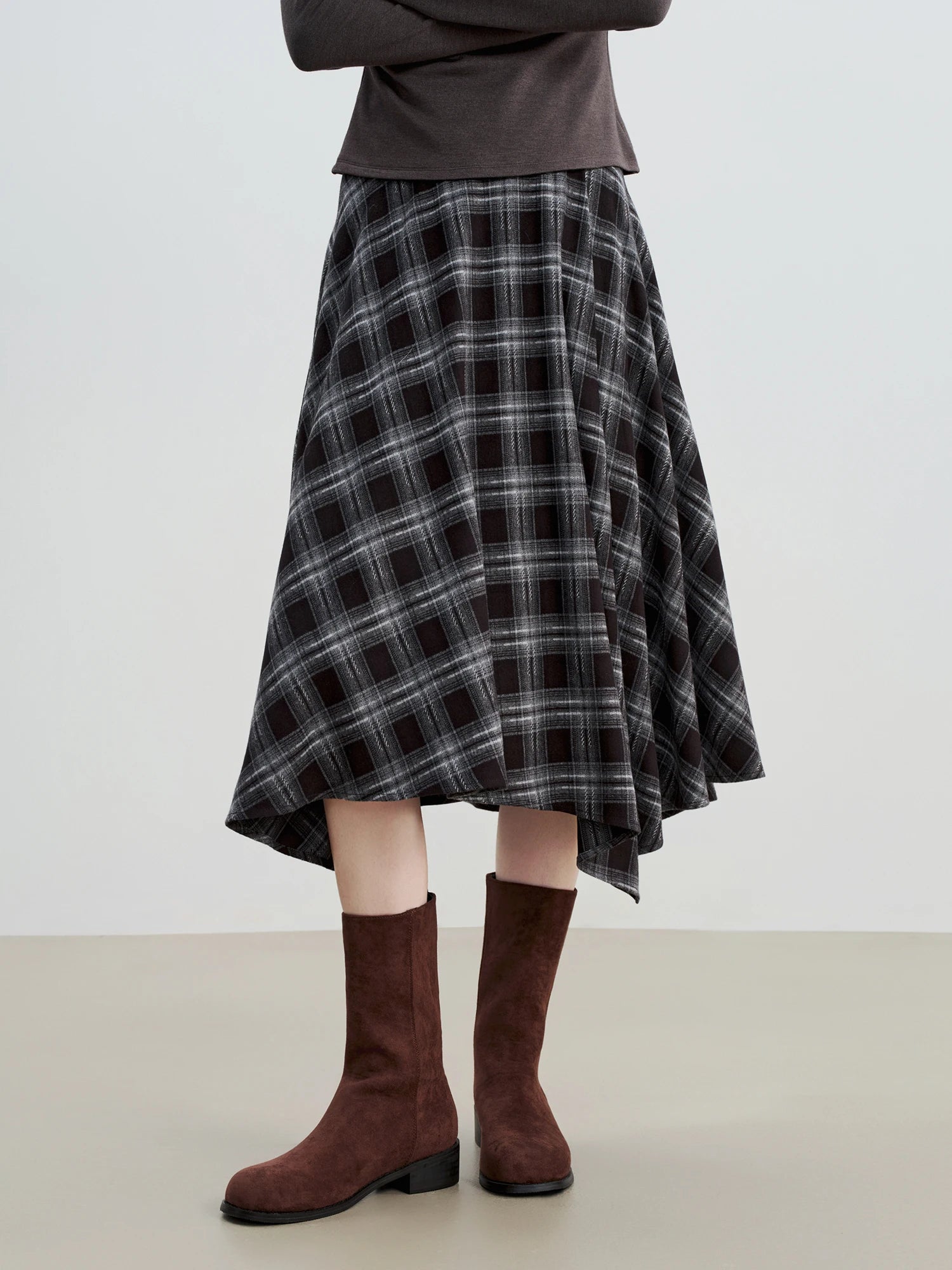Empire Waist Elegant A-Line Mid-Calf Office Dress