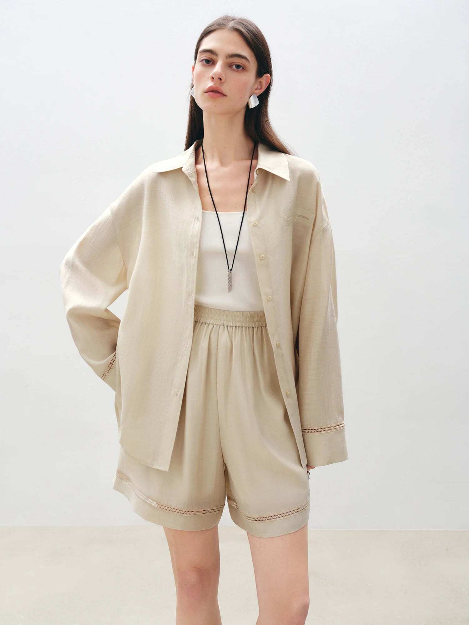 Elegant Loose-Fit Shirt and Shorts Set