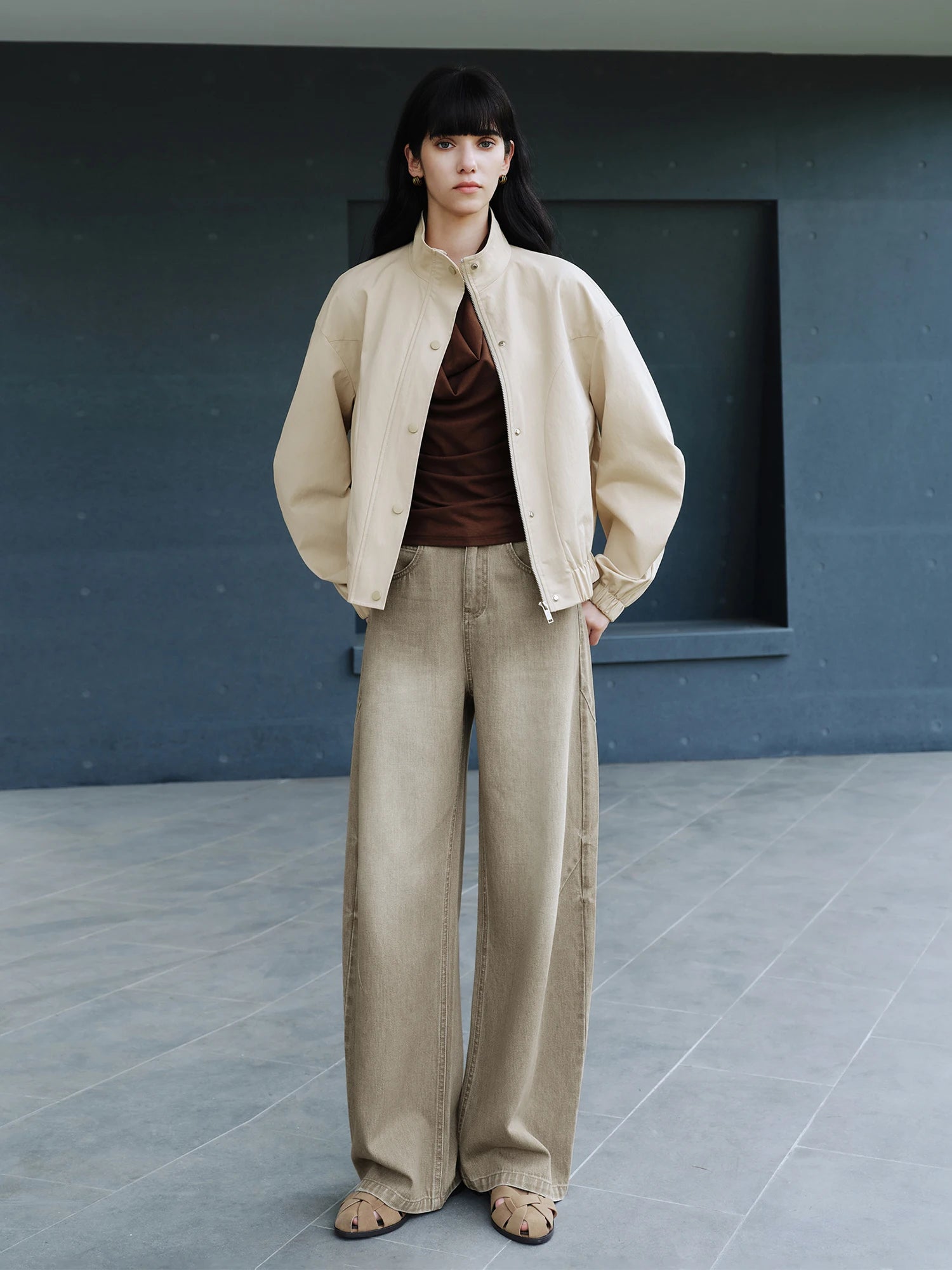 Modern Stand Collar Cotton Blend Jacket