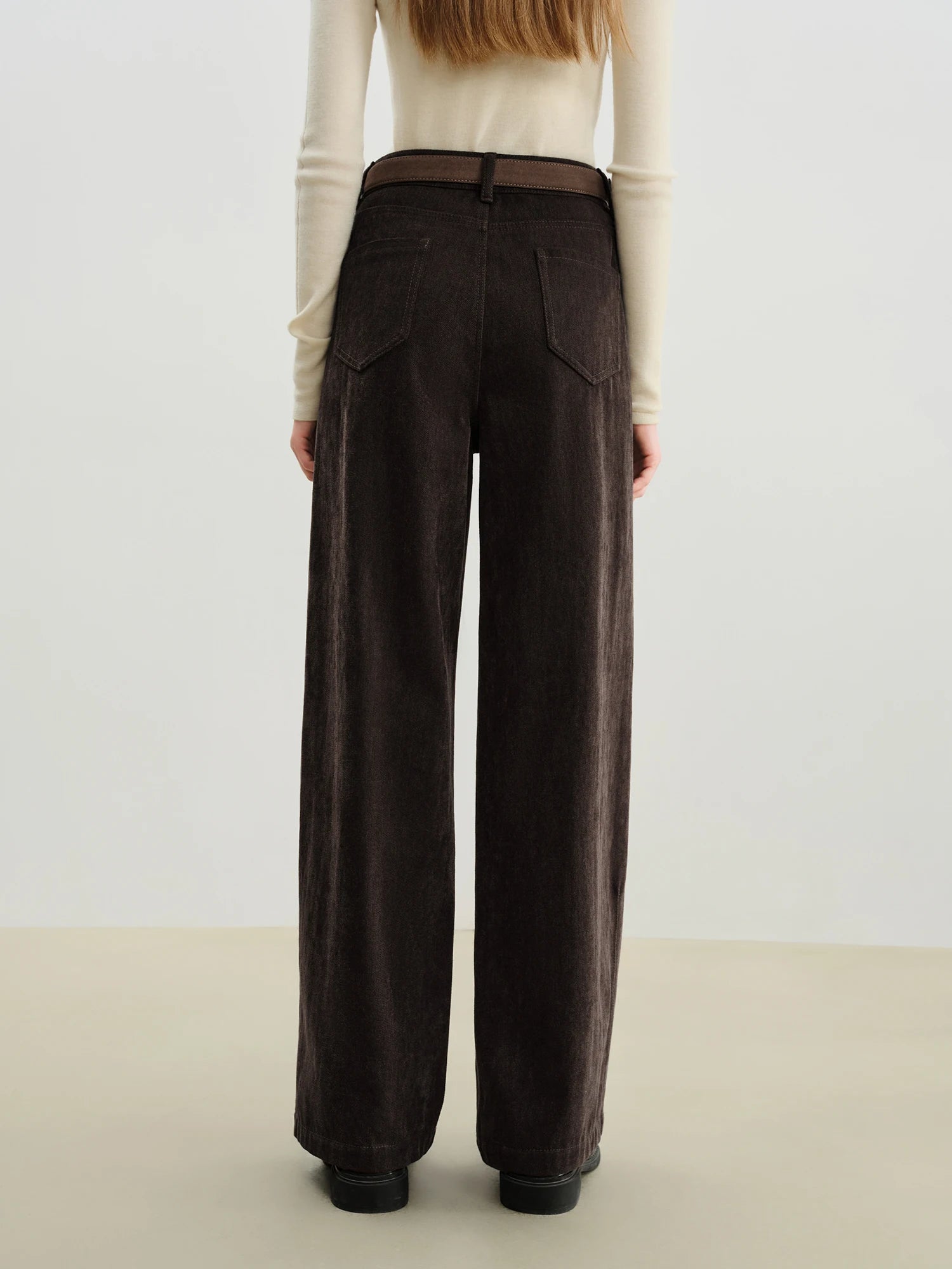 High-Waist Loose Fit Wide Leg Cotton Blend Jeans