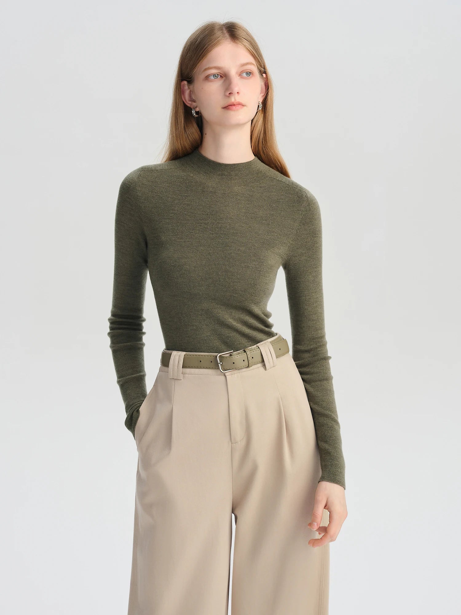 O-Neck Slim Fit 100% Sheep Wool Pullover Sweater Set