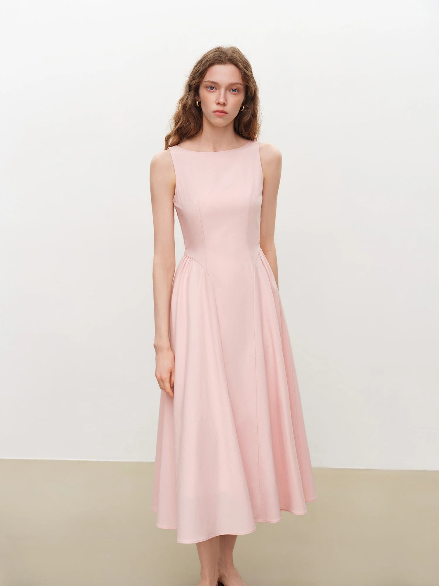 Classic A-Line Ankle-Length Sleeveless Dress