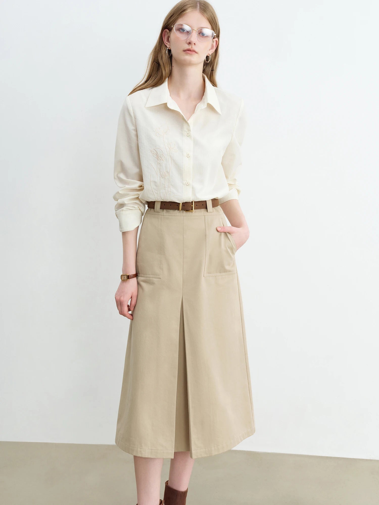 Empire Waist A-Line Mid-Calf 100% Cotton Casual Dress