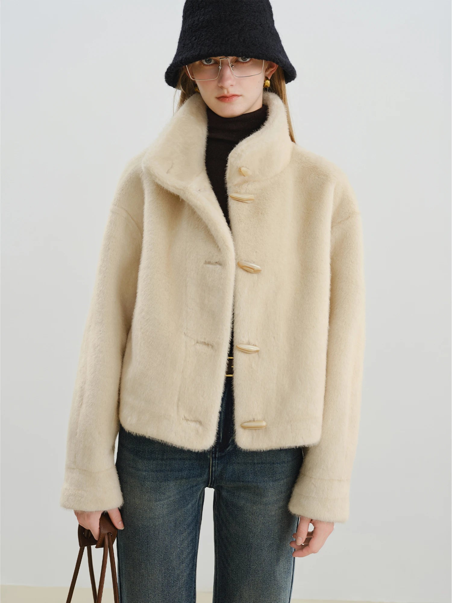 Turtleneck Single-Breasted Elegant Slim Winter Jacket