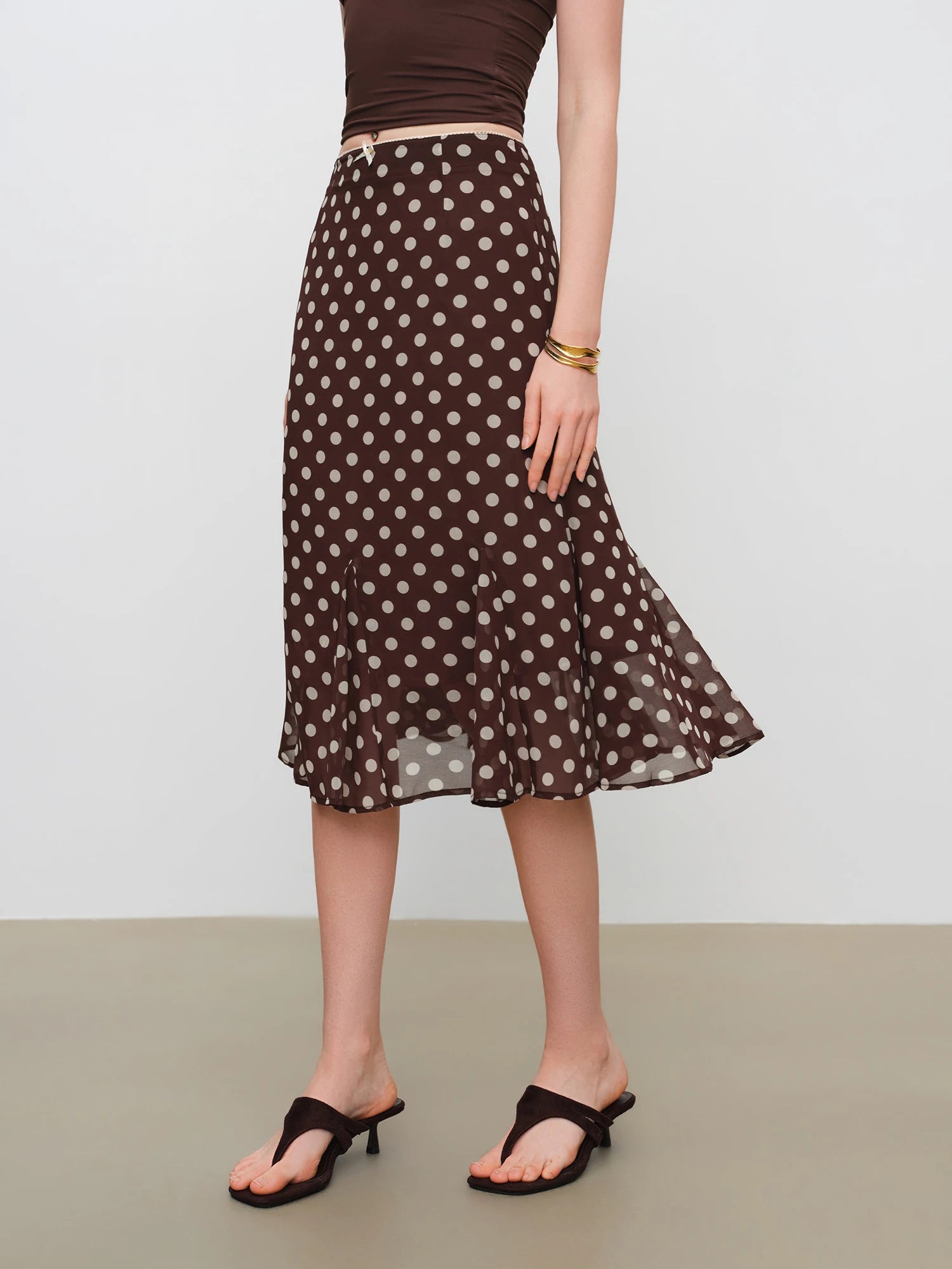 Elegant Polka Dot Trumpet Maxi Dress