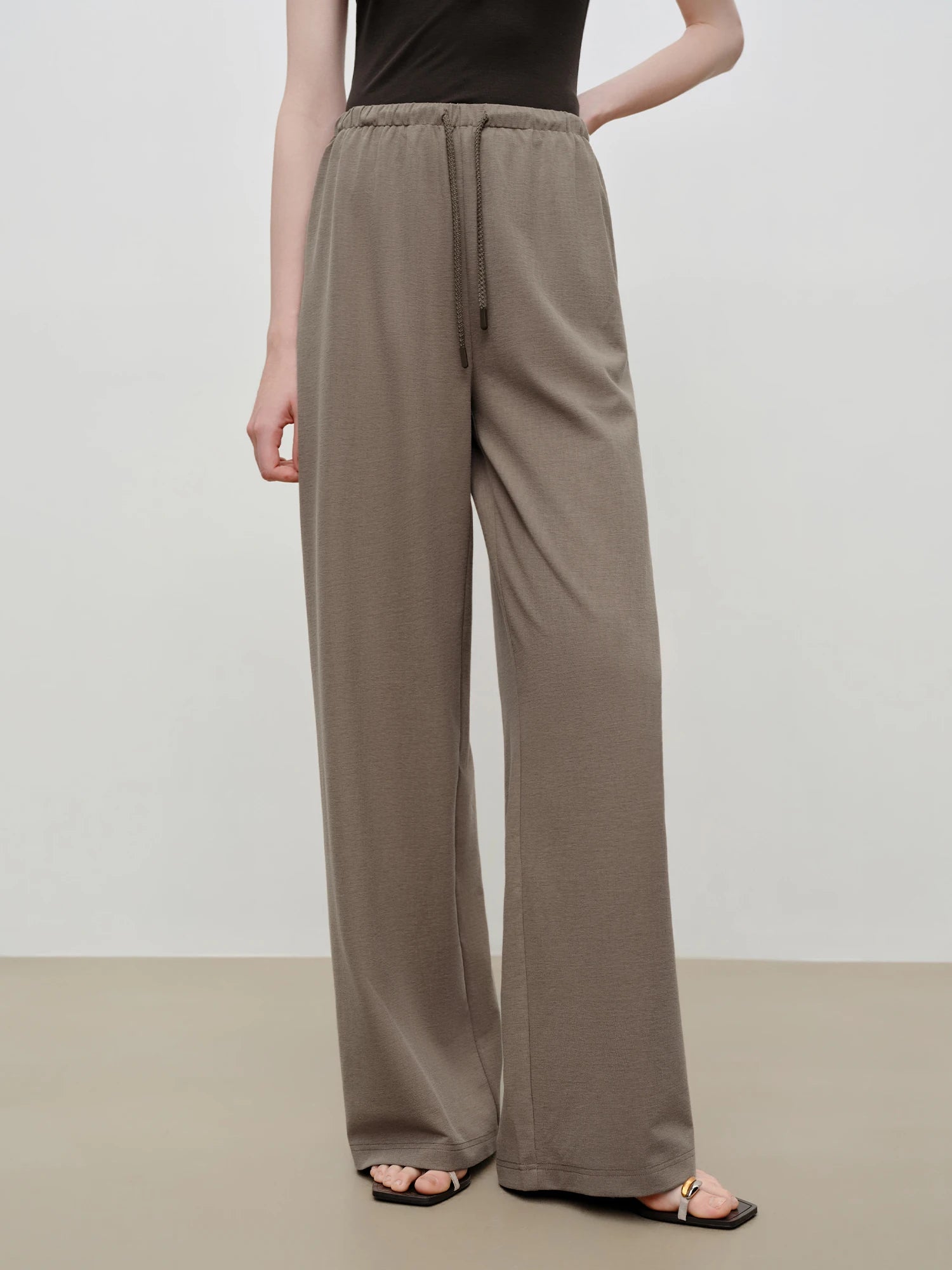 High-Waist Straight Leg Casual Pants