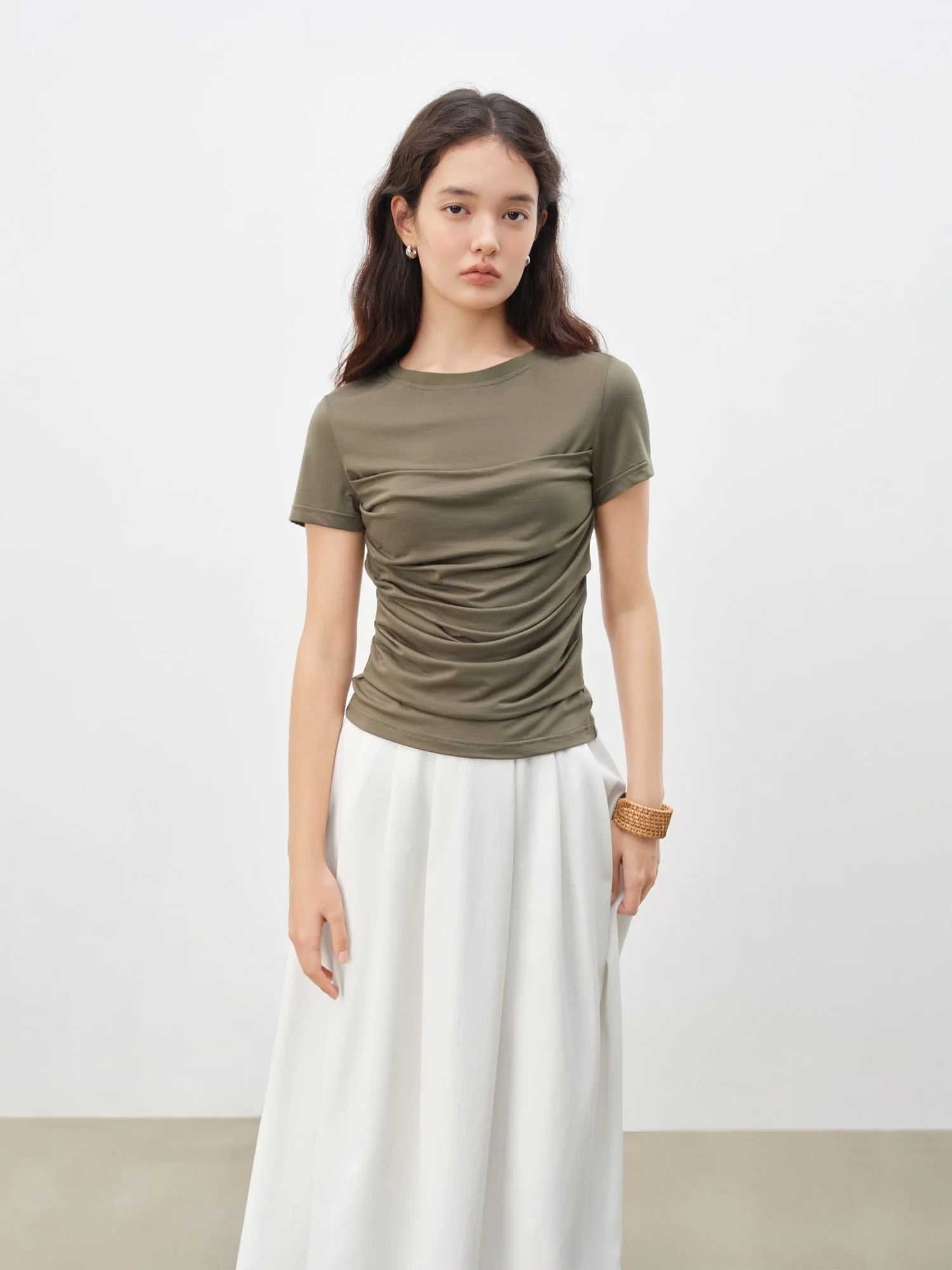 Lyocell Short Sleeve Basic Tee – Women’s Casual Office Top