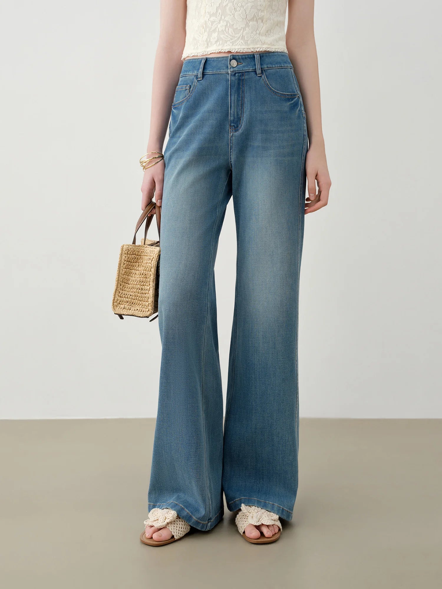 High-Waist Flare Denim Jeans with High Stretch Fit