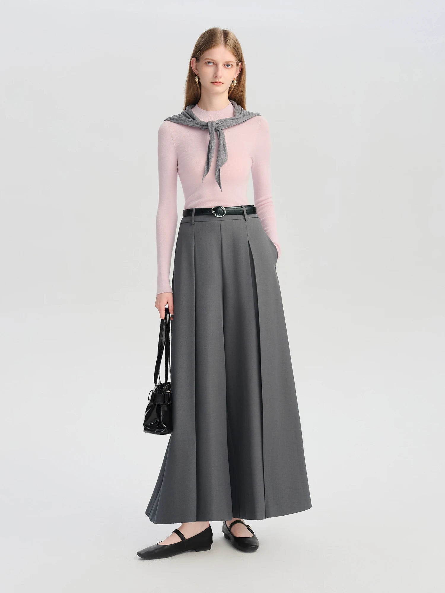 Elegant High-Waist Wide-Leg Skirt Pants