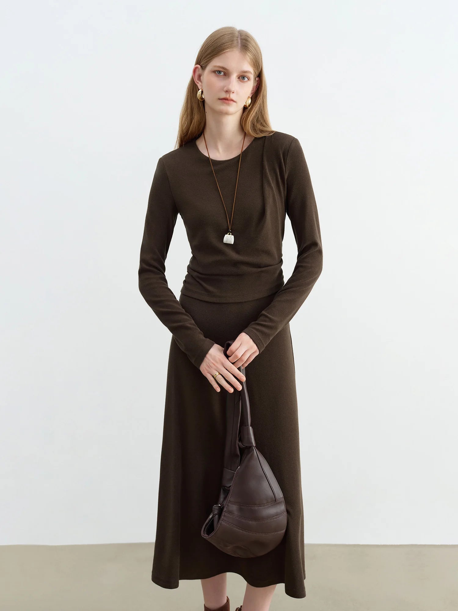 Long Sleeve A-Line Casual Maxi Dress