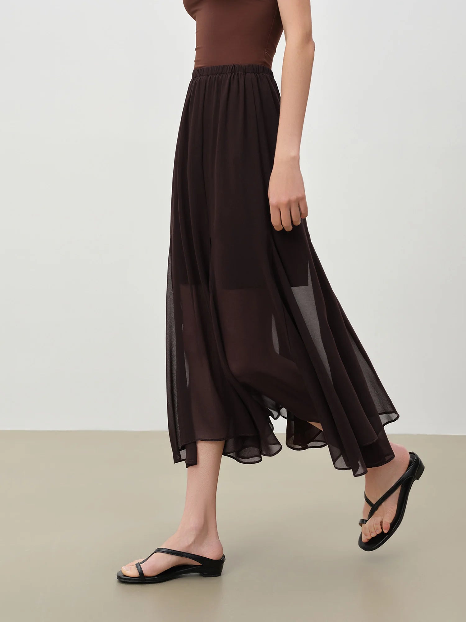 Mid-Calf A-Line Office Casual Skirt