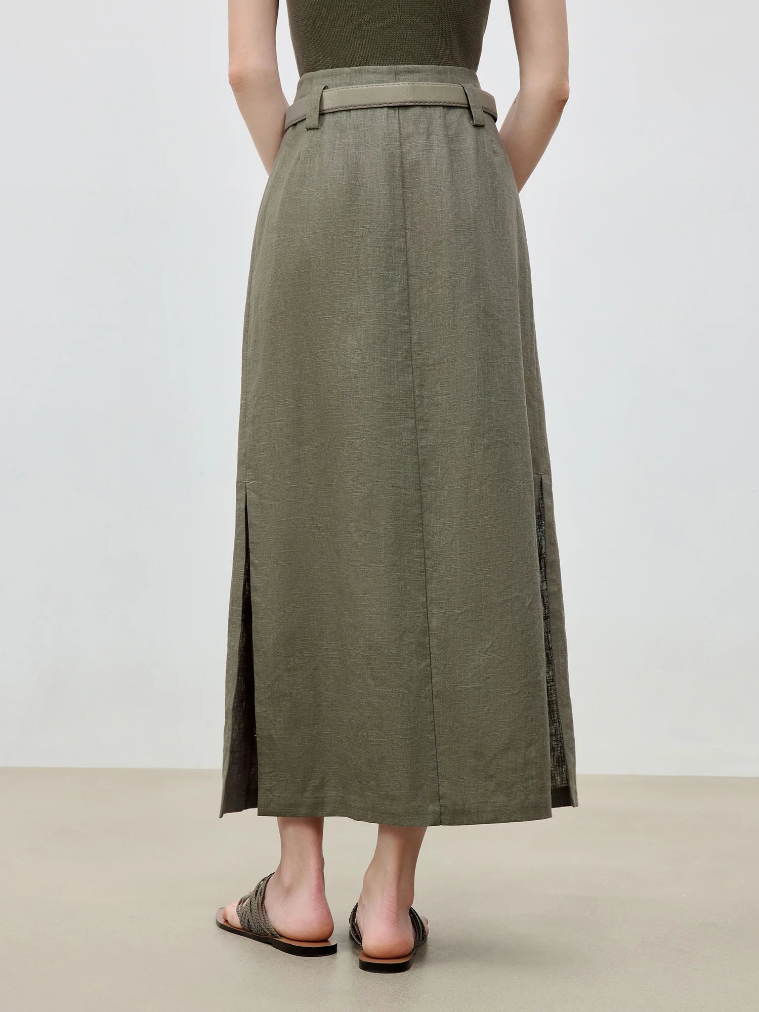 Ramie Cotton A-Line Midi Dress