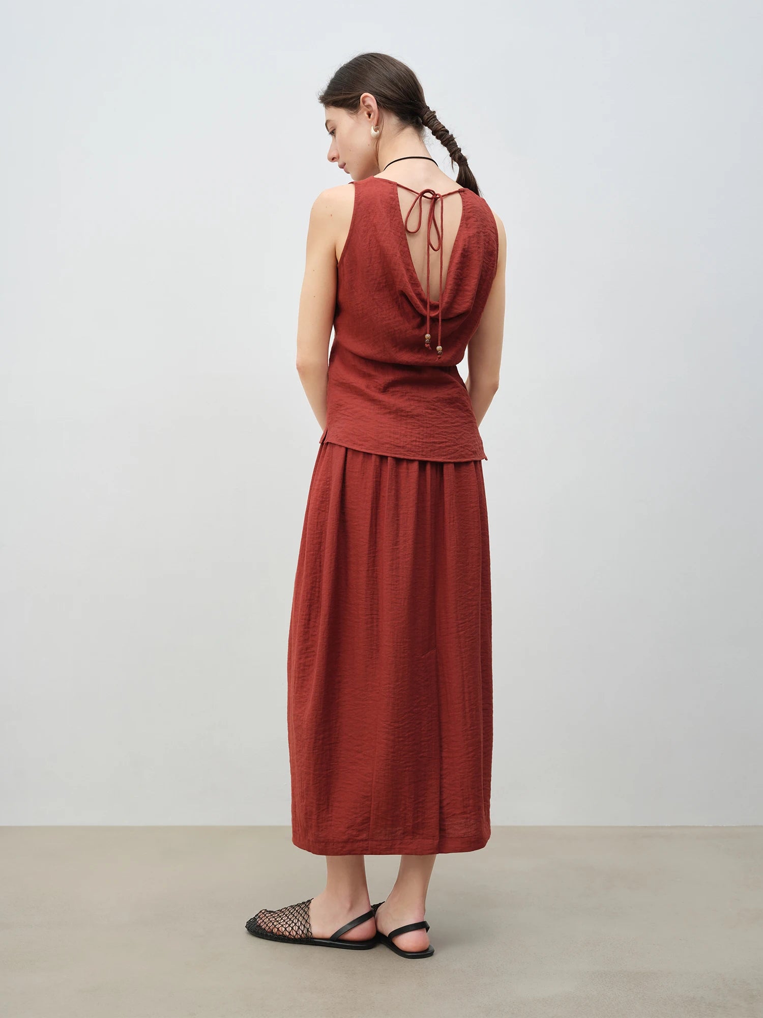 O-Neck Sleeveless A-Line Mid-Calf Casual Summer Set
