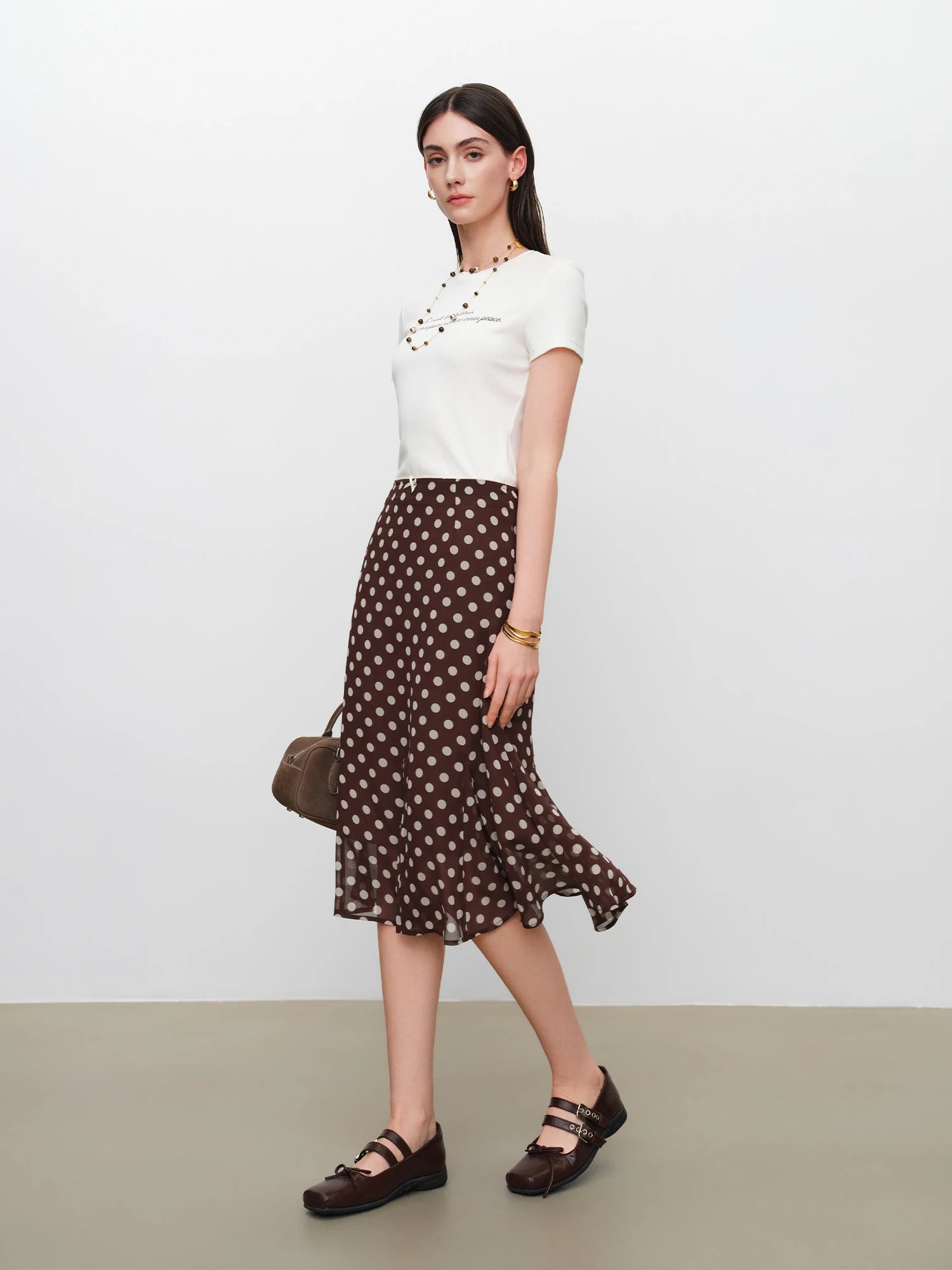 Elegant Polka Dot Trumpet Maxi Dress