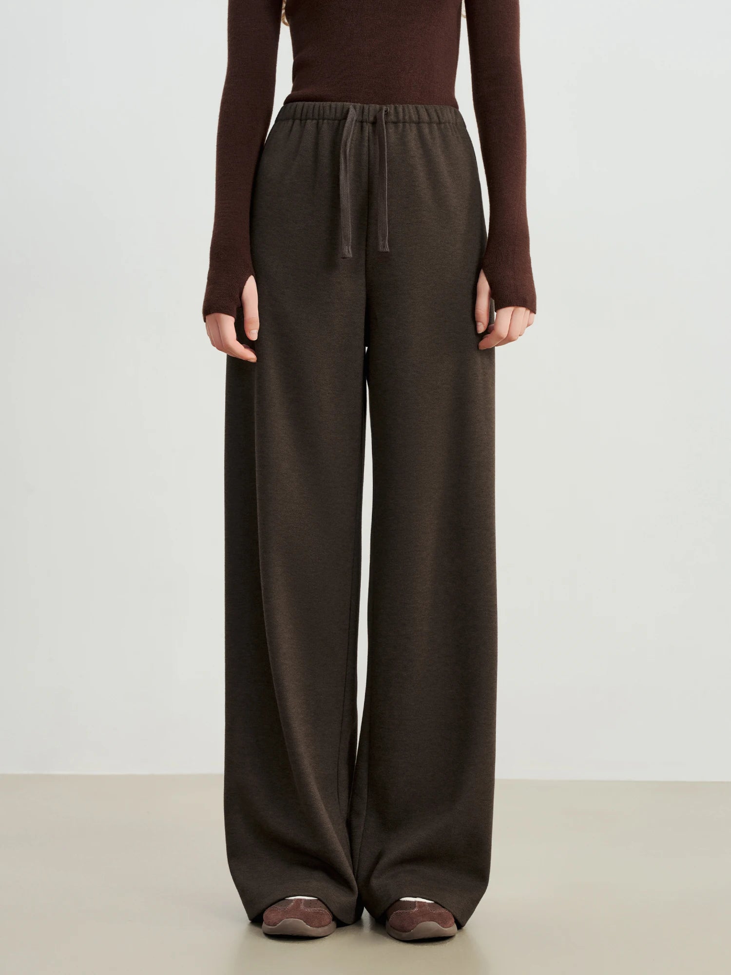 High-Waist Straight Floor-Length Casual Pants