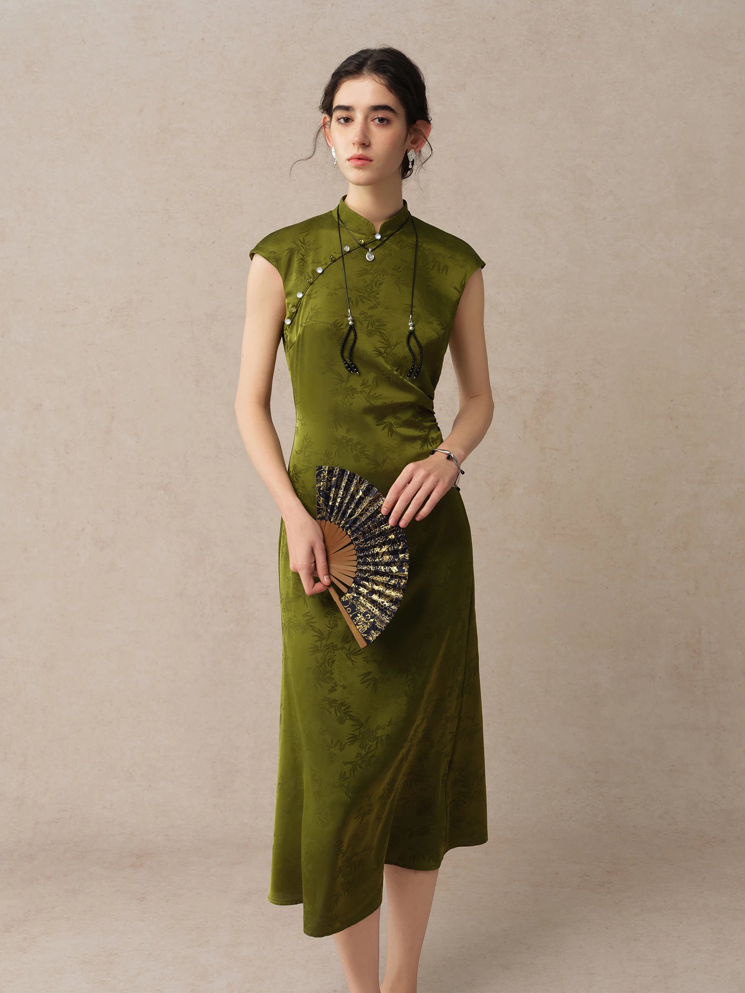 Stand Collar A-Line Mid-Calf Fashionable Summer Dress