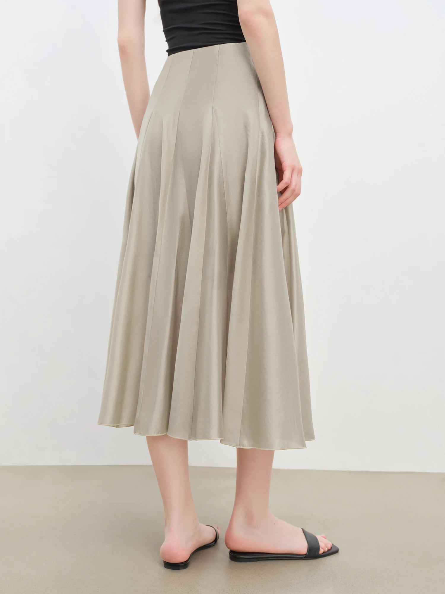Empire Waist A-Line Mid-Calf Lyocell Blend Dress
