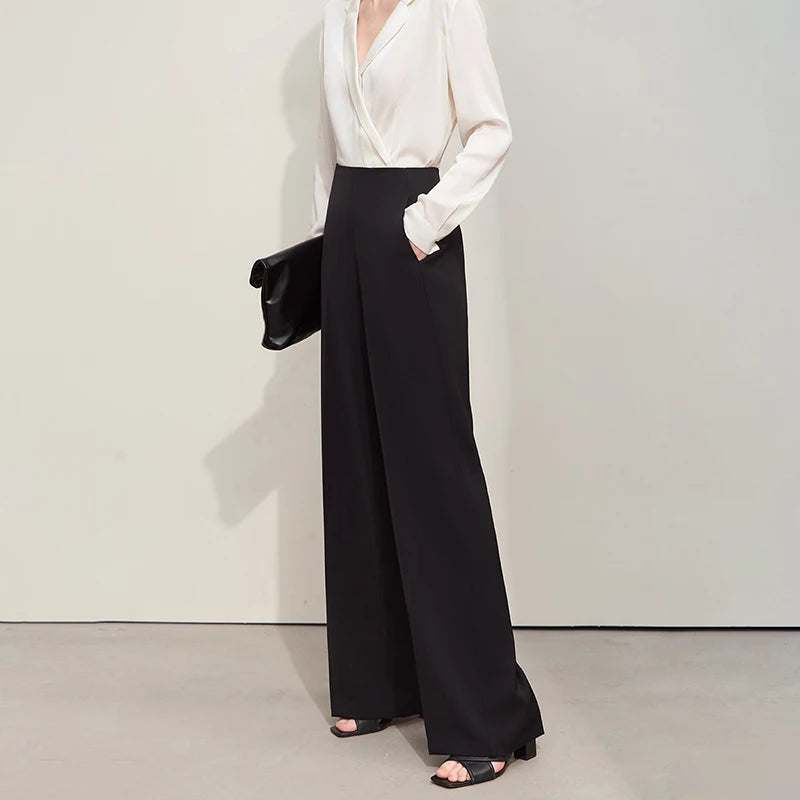 Loose Fit Wide Leg Twill Pants with Utility Details