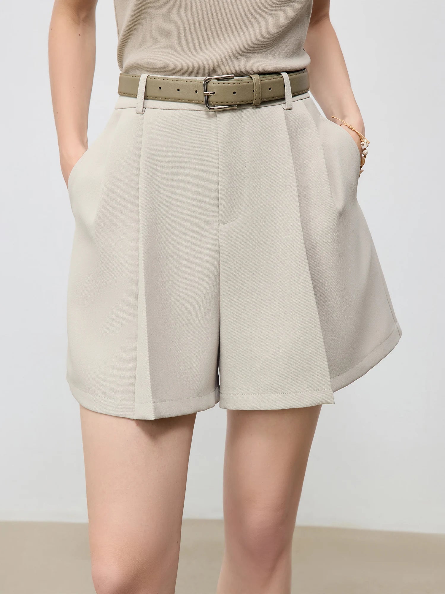 High-Waist Tailored Office Shorts