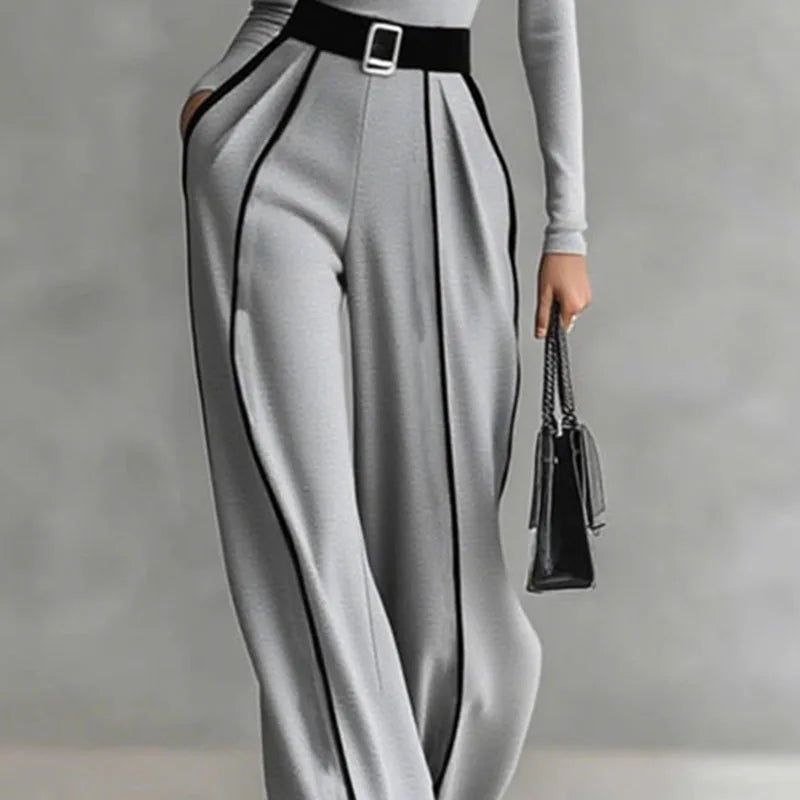Elegant Turtleneck Two-Piece Set with Wide-Leg Pants