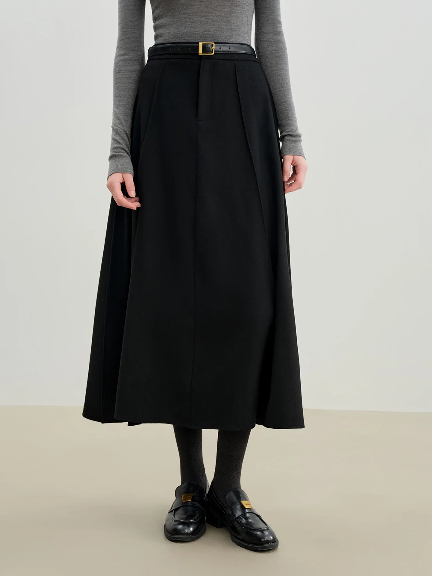 Ankle-Length A-Line Office Casual Skirt