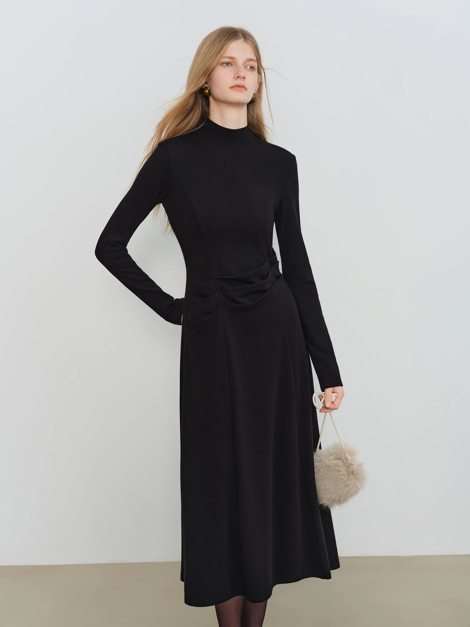 Elegant Slim Fit O-Neck Mid-Calf Pencil Dress