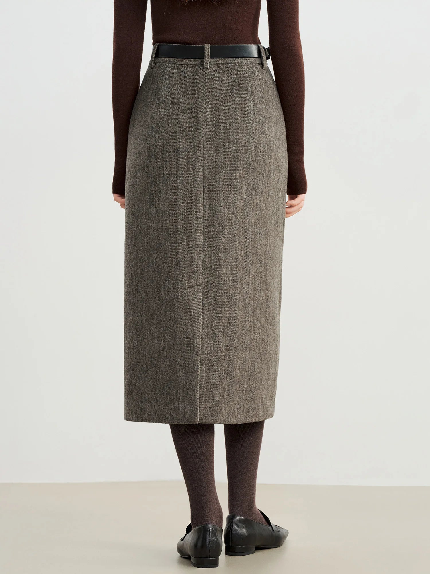 England Style Empire Waist Straight Knee-Length Wool Blend Dress