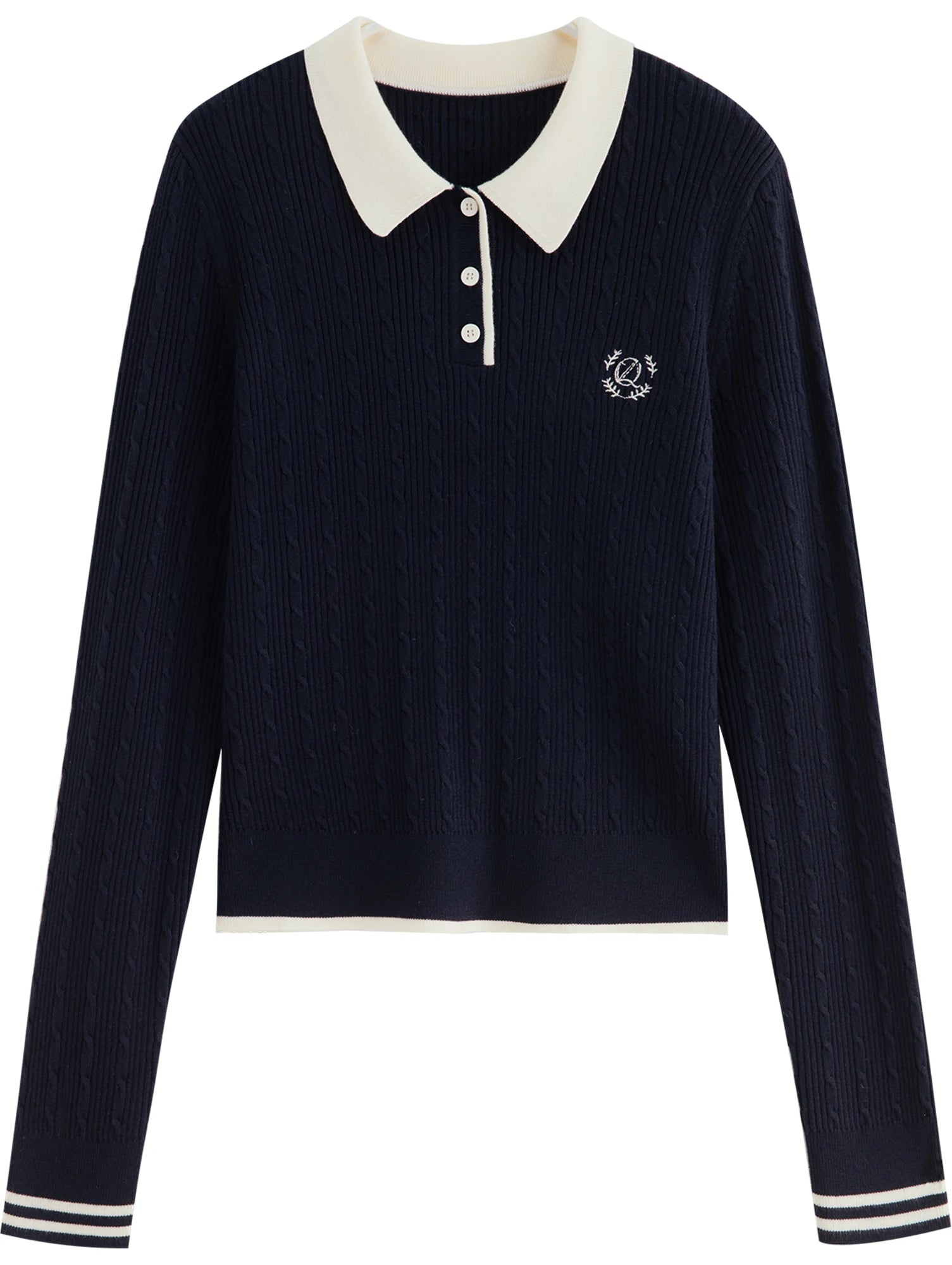 Structured Knit Polo Collar Button Top