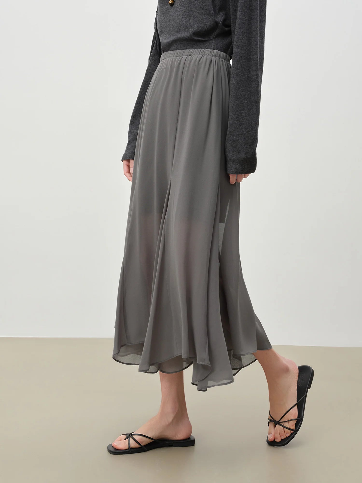 Mid-Calf A-Line Office Casual Skirt