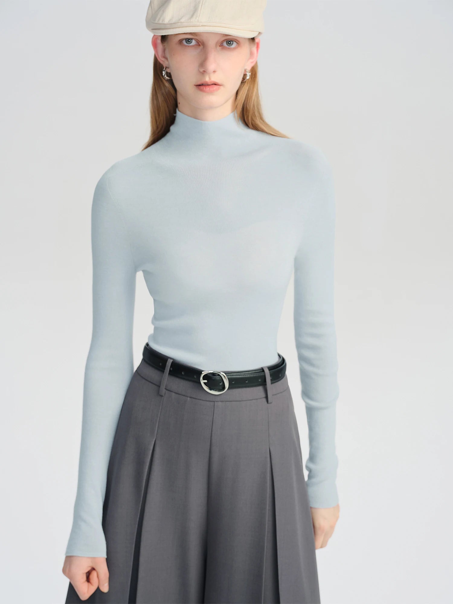O-Neck Slim Fit 100% Sheep Wool Pullover Sweater Set