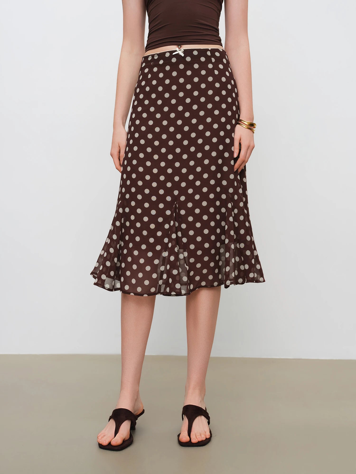 Elegant Polka Dot Trumpet Maxi Dress