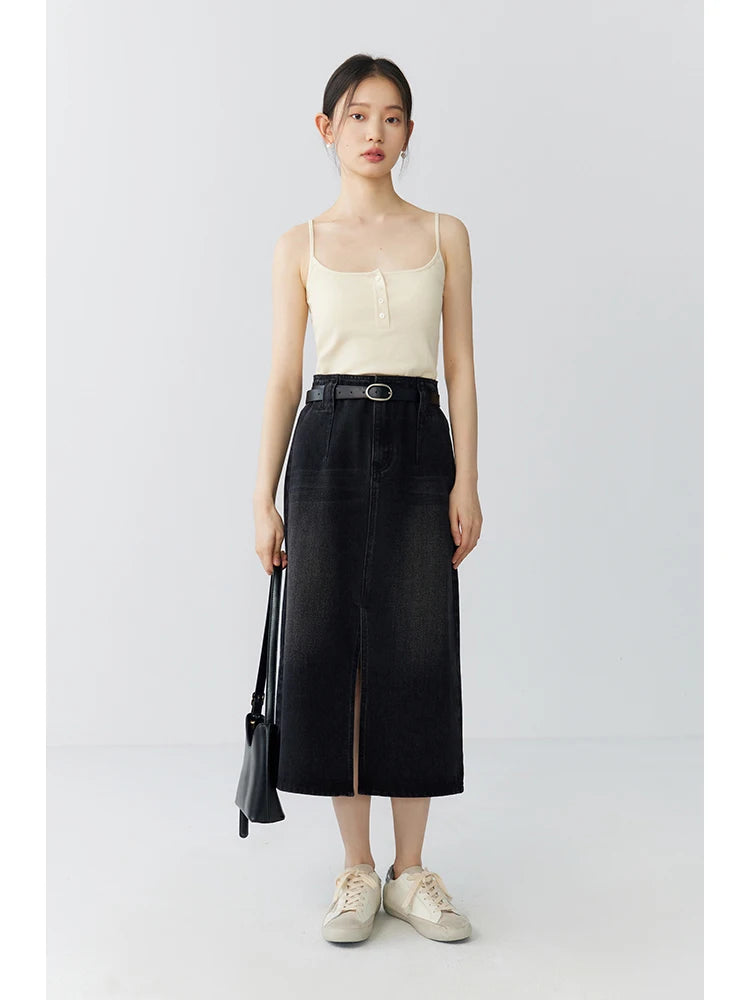 Soft Stretch Knit Button Detail Camis Top