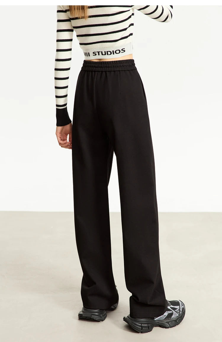 Wide Leg Pleated Drawstring Casual Pants