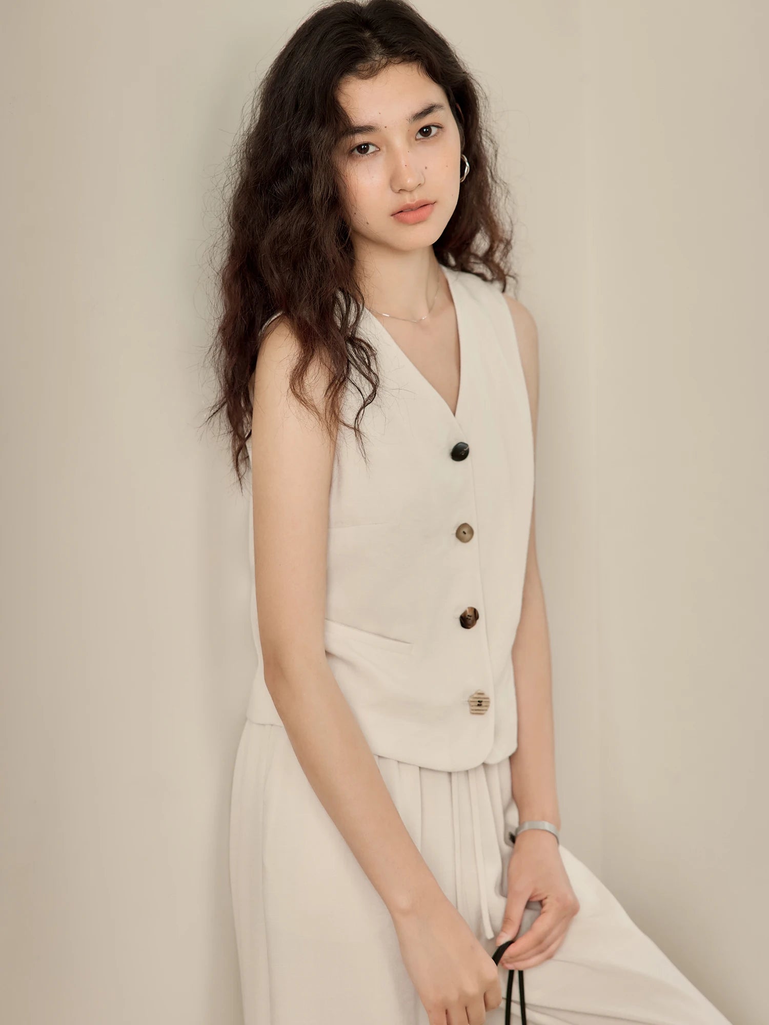 V-Neck Sleeveless Wide-Leg Two-Piece Set