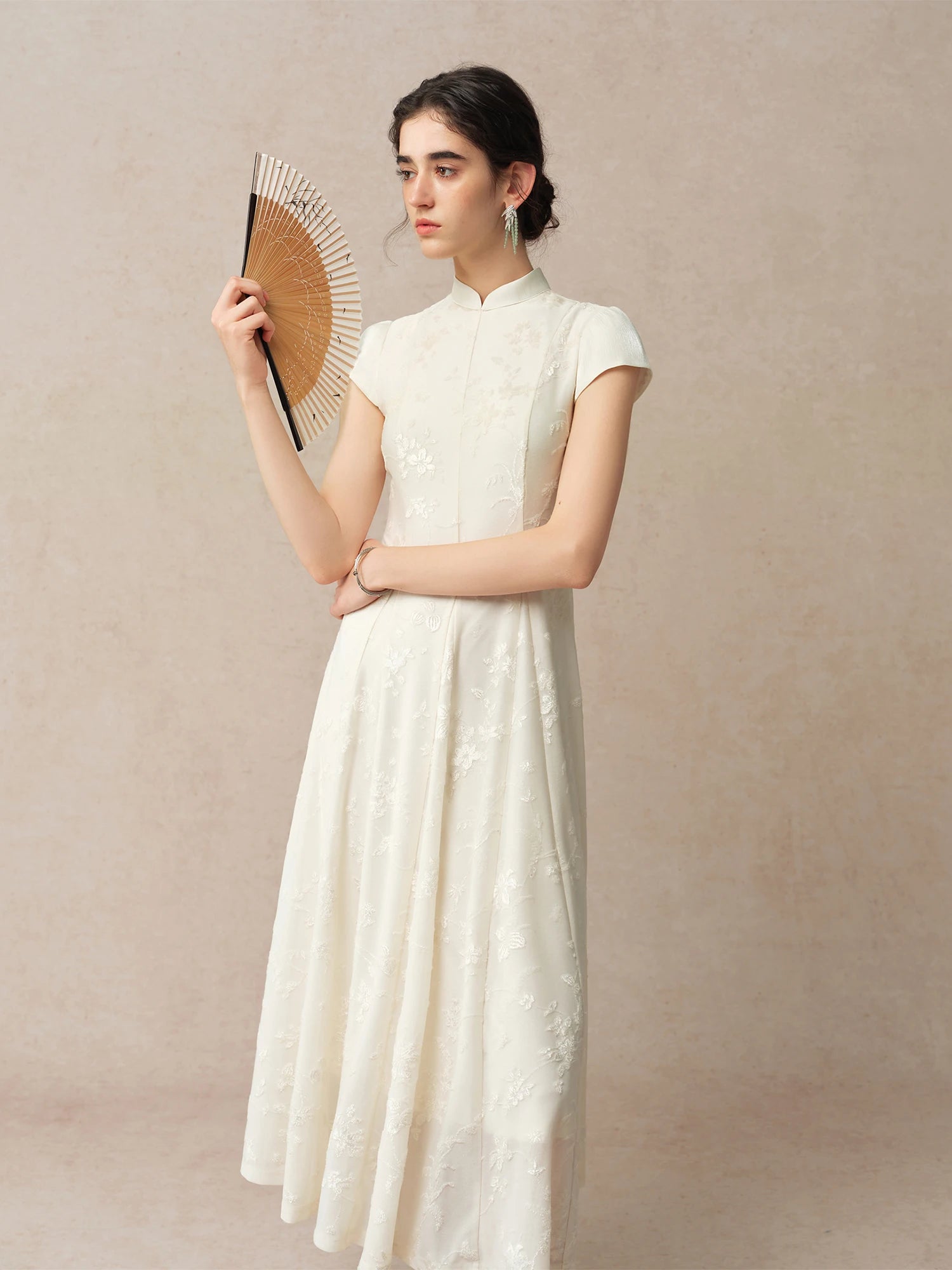 Off-Shoulder Turtleneck A-Line Ankle-Length Classic Dress