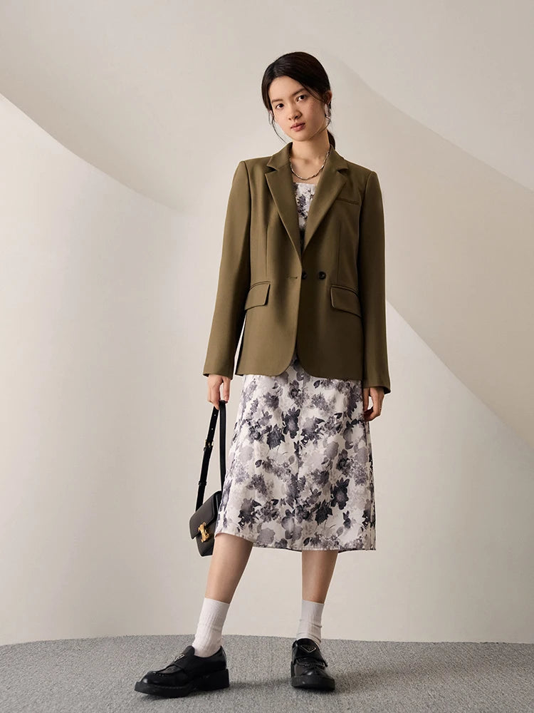 Elegant V-Neck Button Slim Jacket