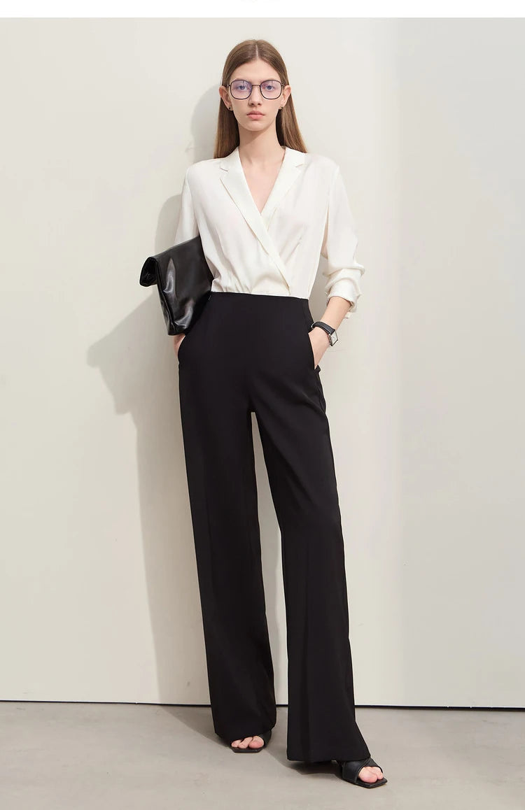 Loose Fit Wide Leg Twill Pants with Utility Details