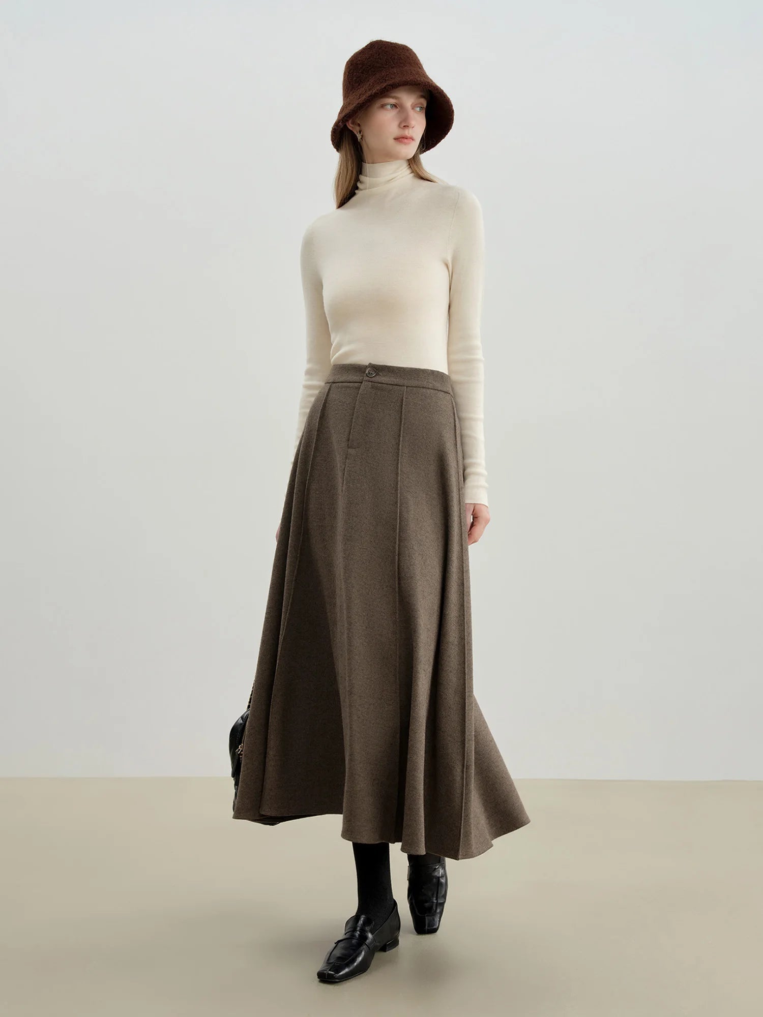 Ankle-Length A-Line Office Casual Skirt