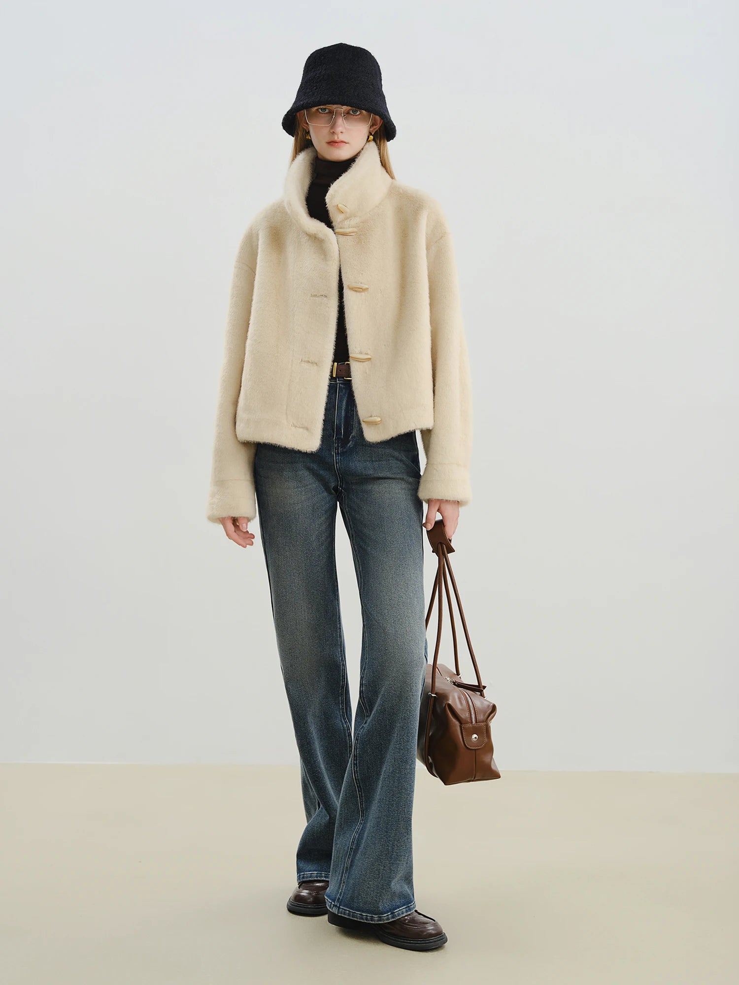 Turtleneck Single-Breasted Elegant Slim Winter Jacket