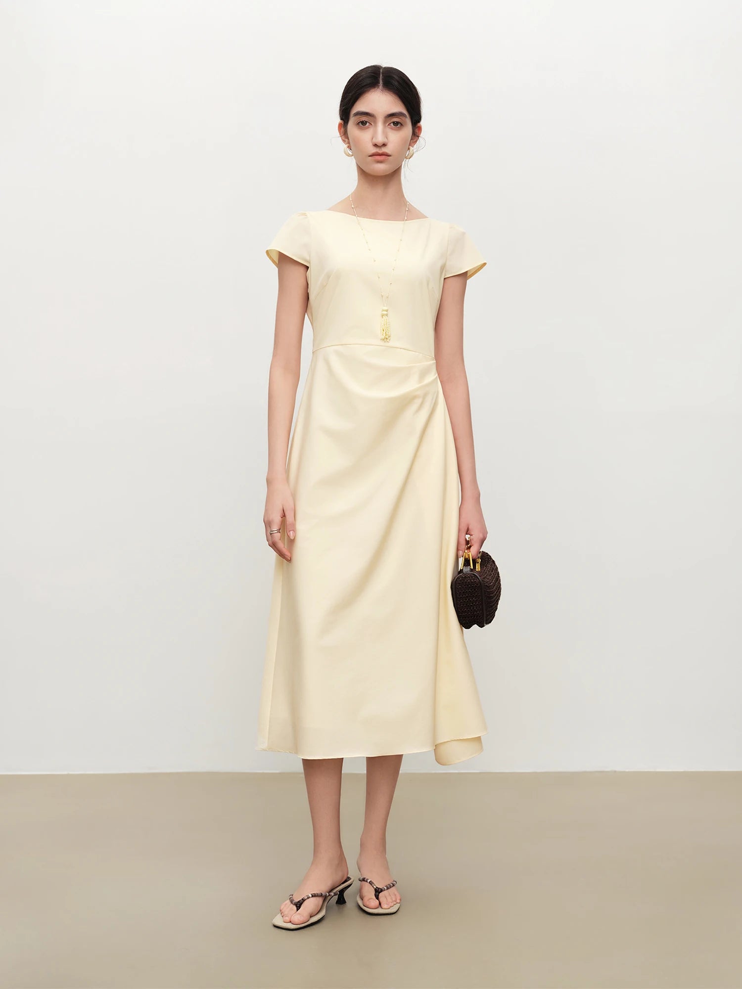 Sleeveless Empire Waist A-Line Mid-Calf Jersey Dress