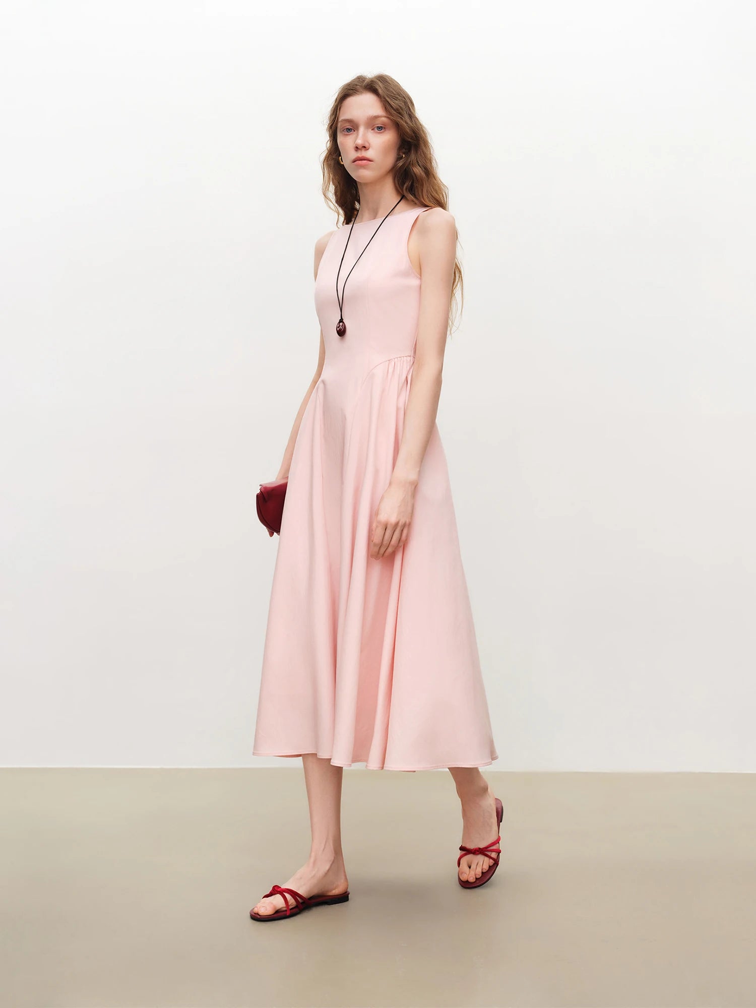 Classic A-Line Ankle-Length Sleeveless Dress