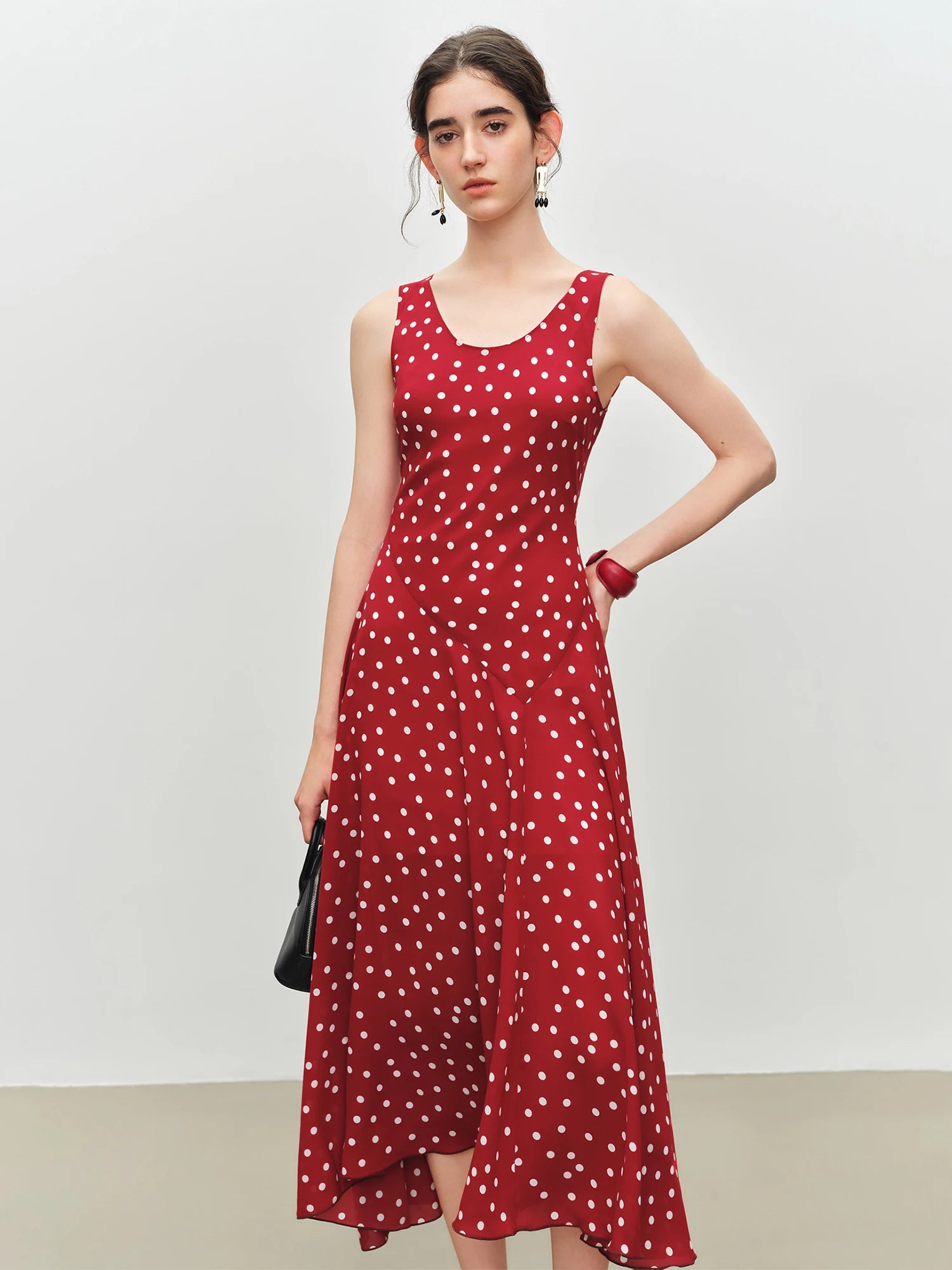 Polka Dot A-Line Midi Dress