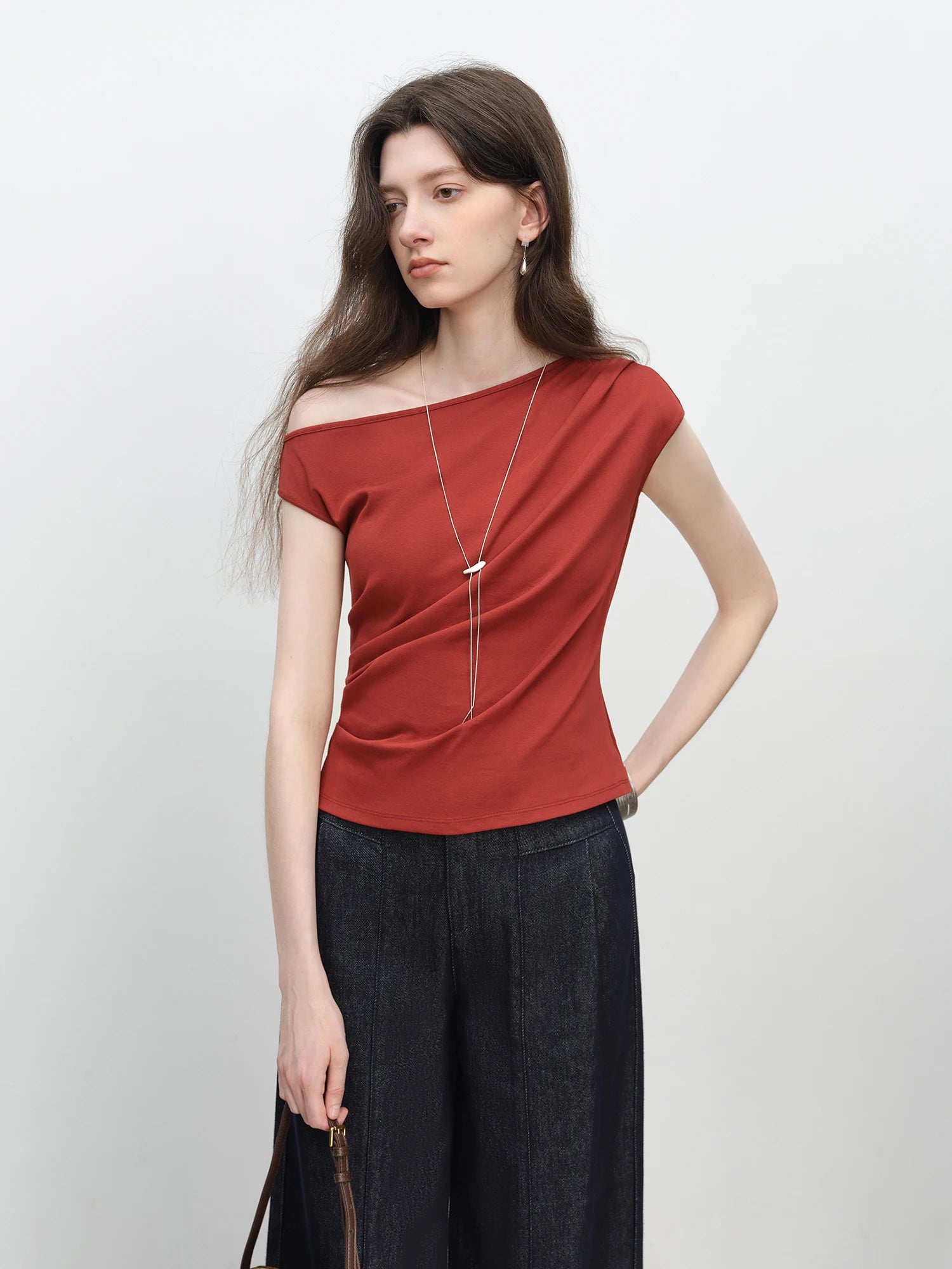 Skew Collar Slim Fit Cotton Stretch Casual Summer Tee