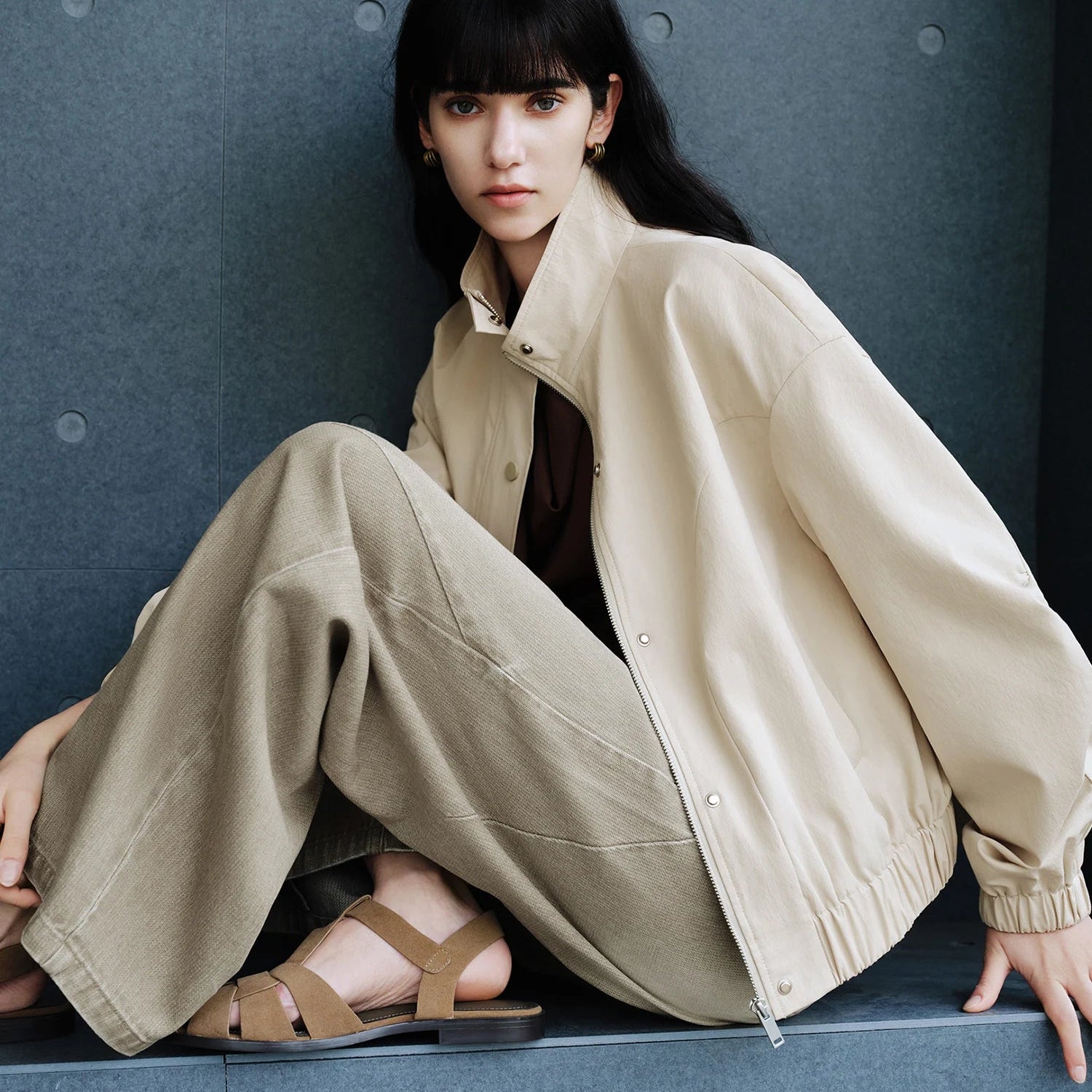 Modern Stand Collar Cotton Blend Jacket