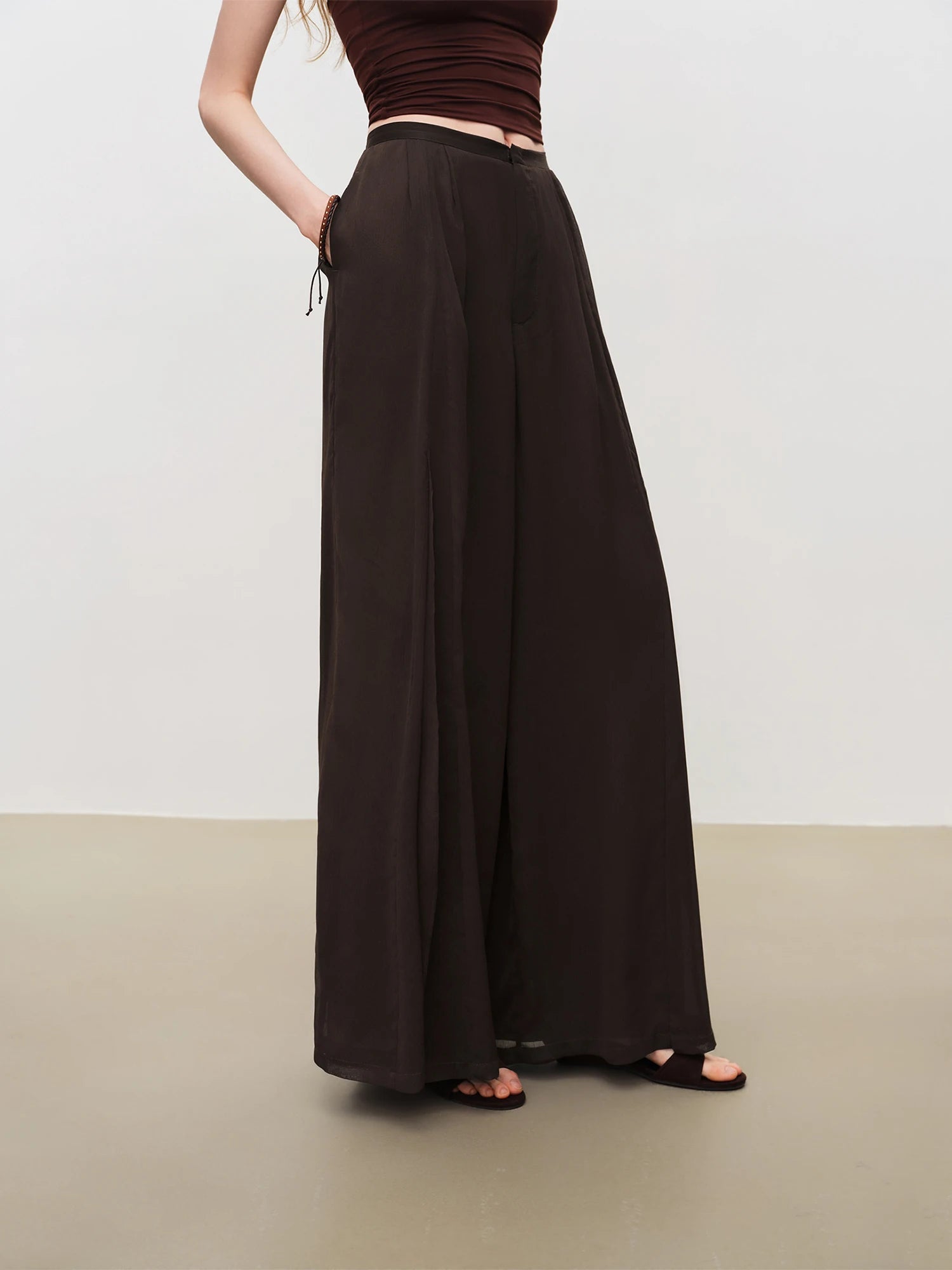 High-Waist Elastic Straight Full-Length Casual Pants Set