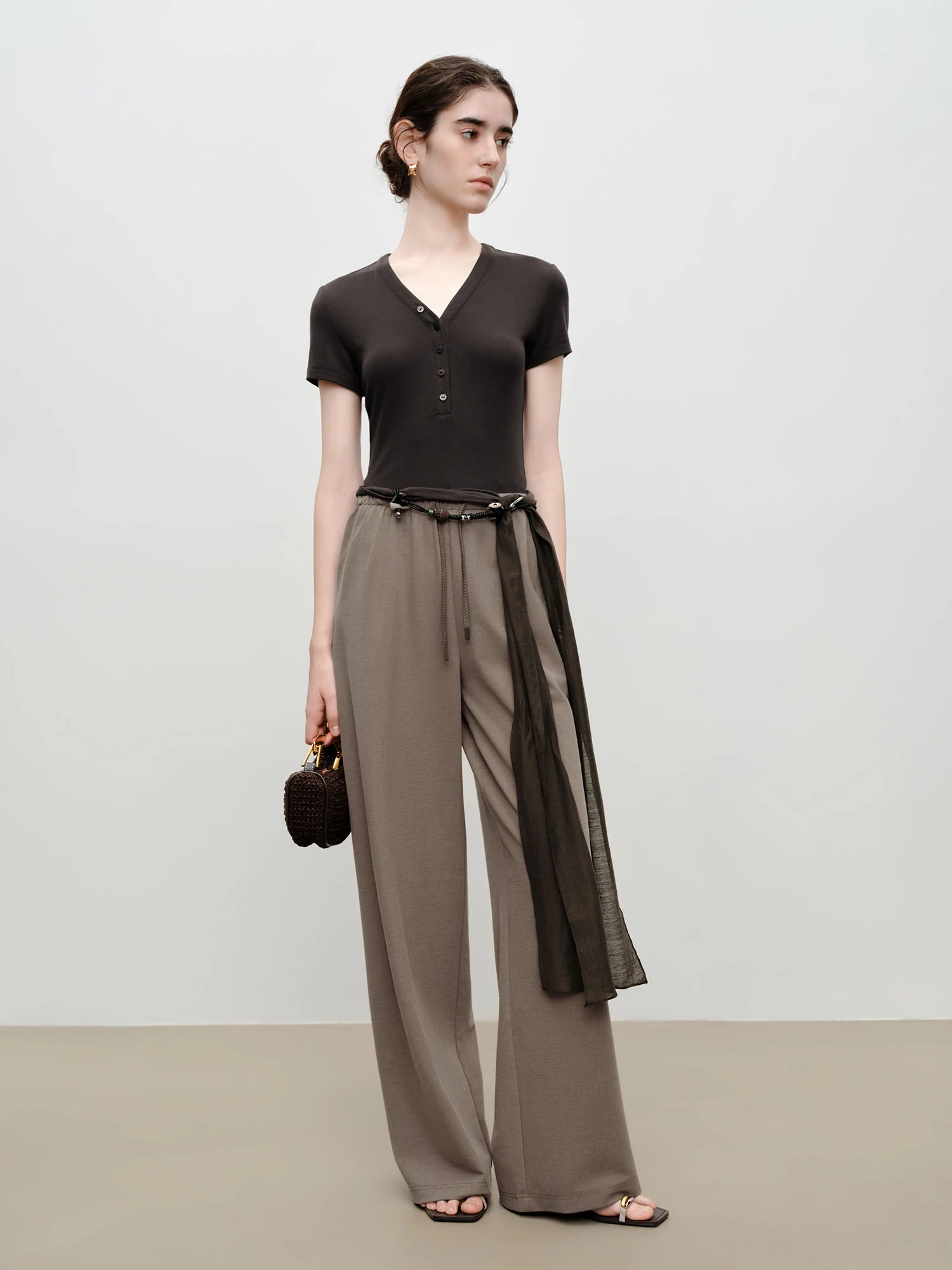 High-Waist Straight Leg Casual Pants