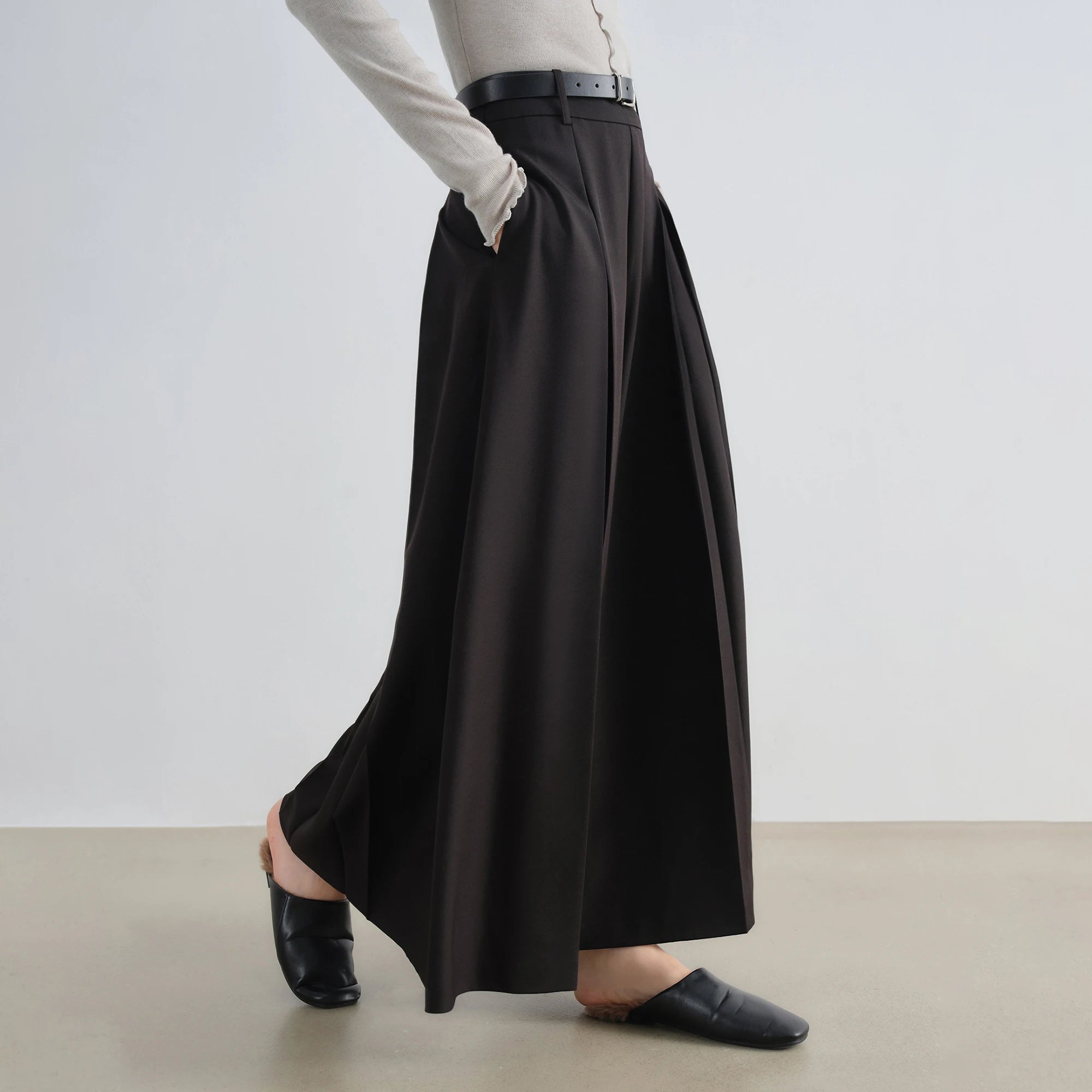 Elegant High-Waist Wide-Leg Skirt Pants