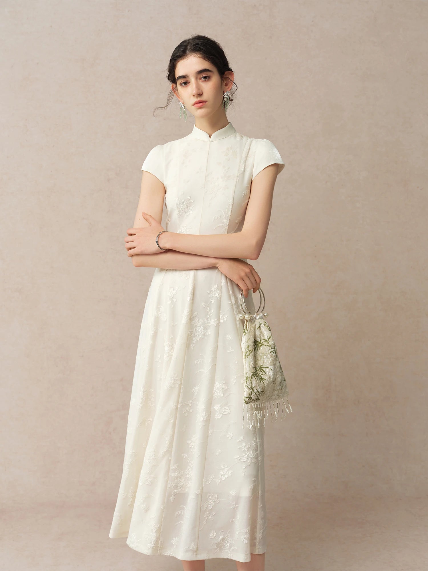Off-Shoulder Turtleneck A-Line Ankle-Length Classic Dress