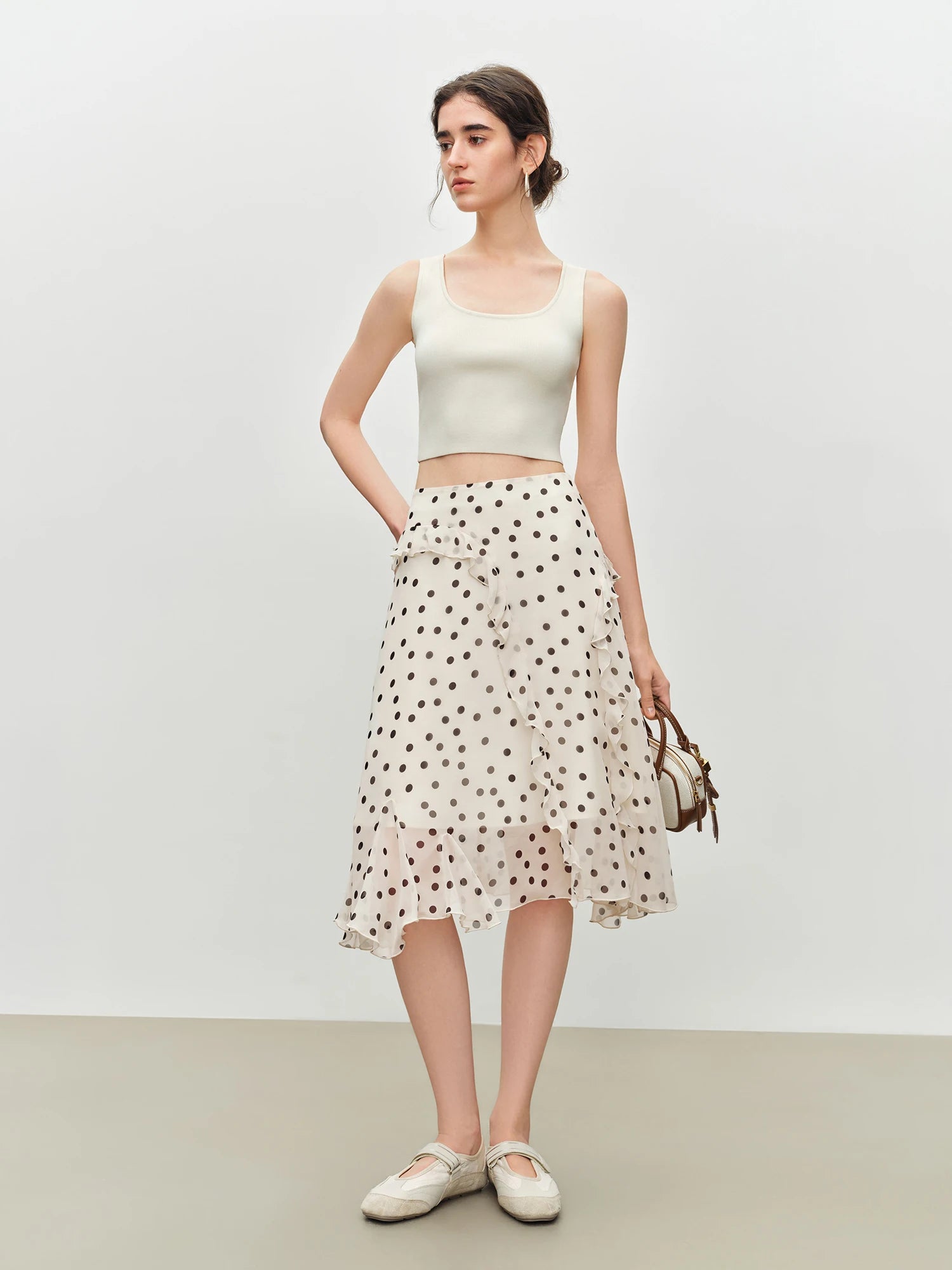 Polka Dot A-Line Knee-Length Dress
